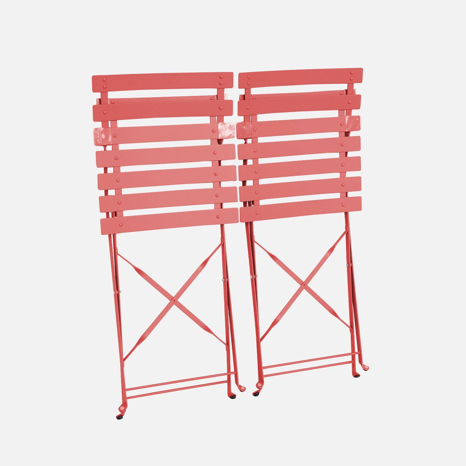 Set of 2 folding bistro garden chairs in powder-coated steel