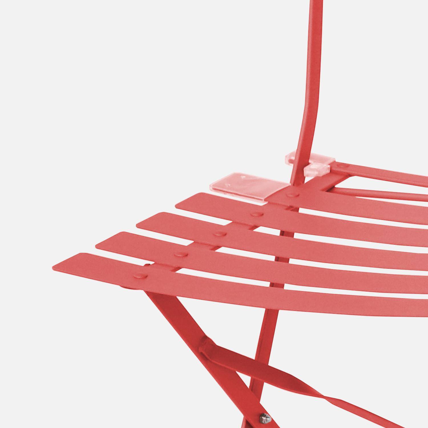 Set of 2 folding bistro garden chairs in powder-coated steel