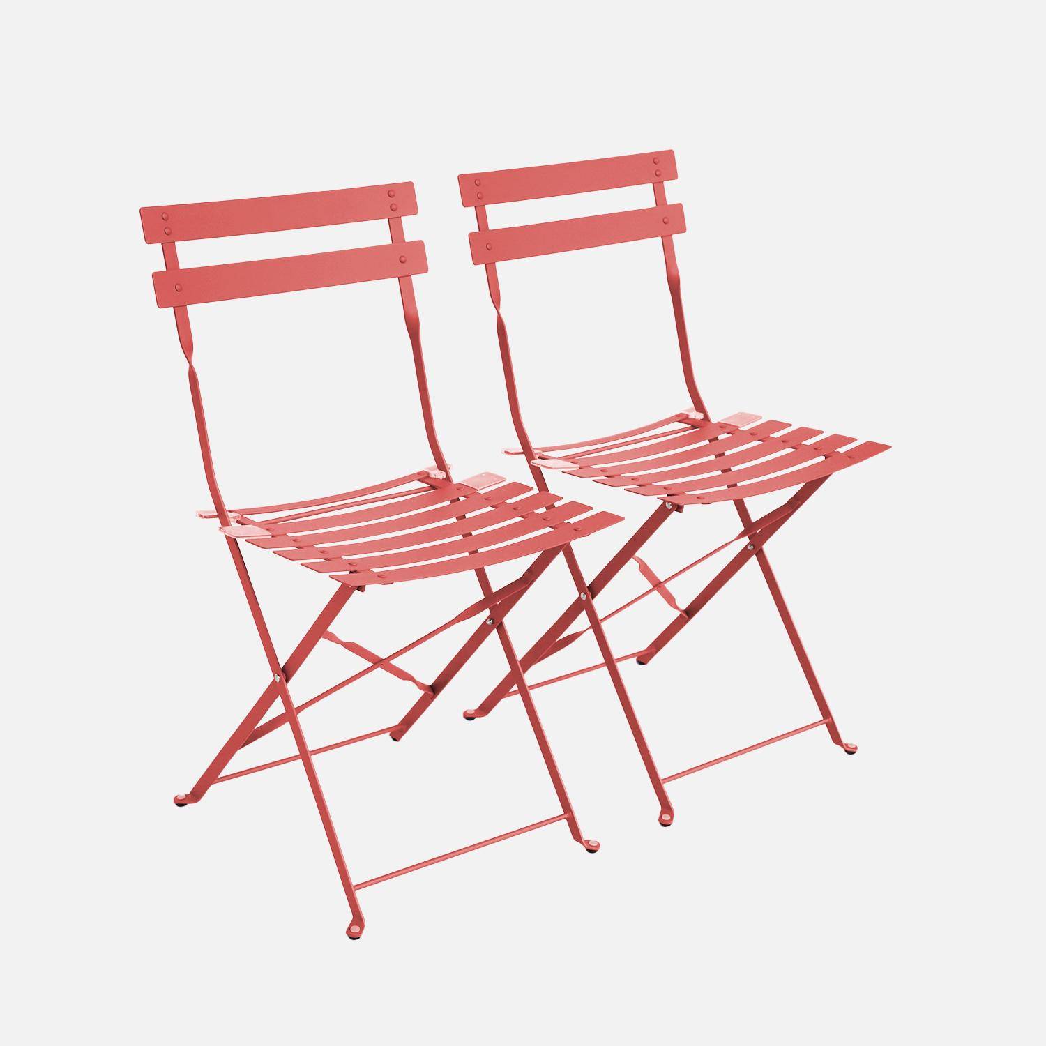 Lot de 2 chaises de jardin bistrot pliables en acier thermolaqué, 49,5 x 41 x 80,5cm Photo3