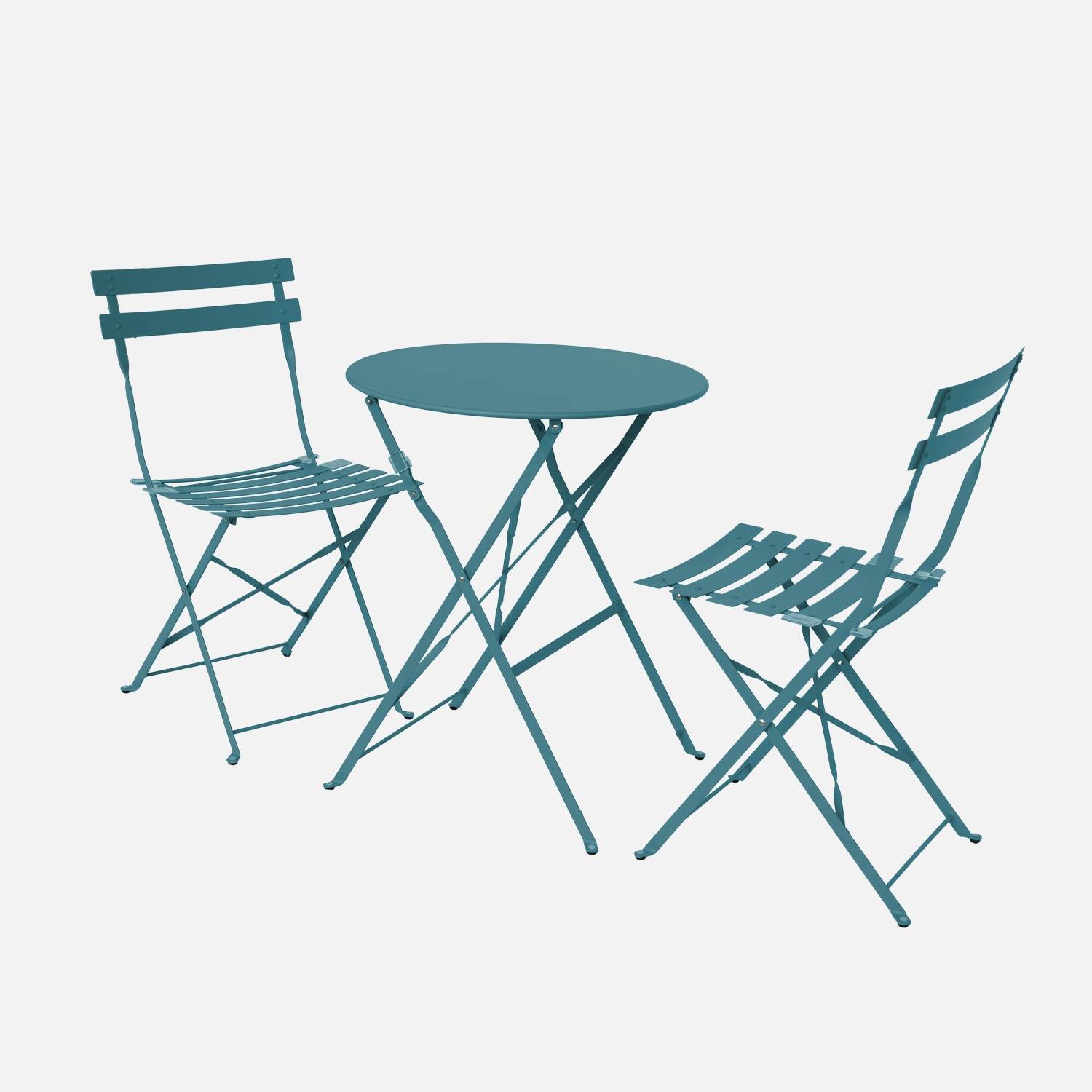 Inklapbare tuintafel en stoelen Ø60 x 70cm, eendenblauw