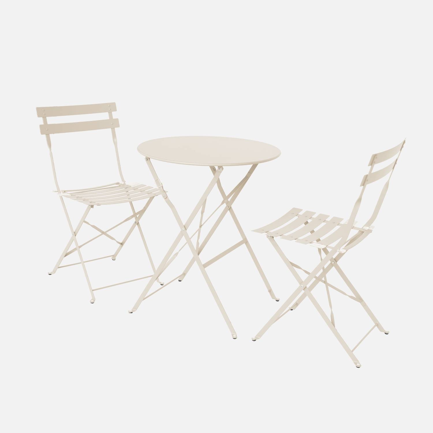 Inklapbare tuintafel en stoelen Ø60 x 70cm, beige