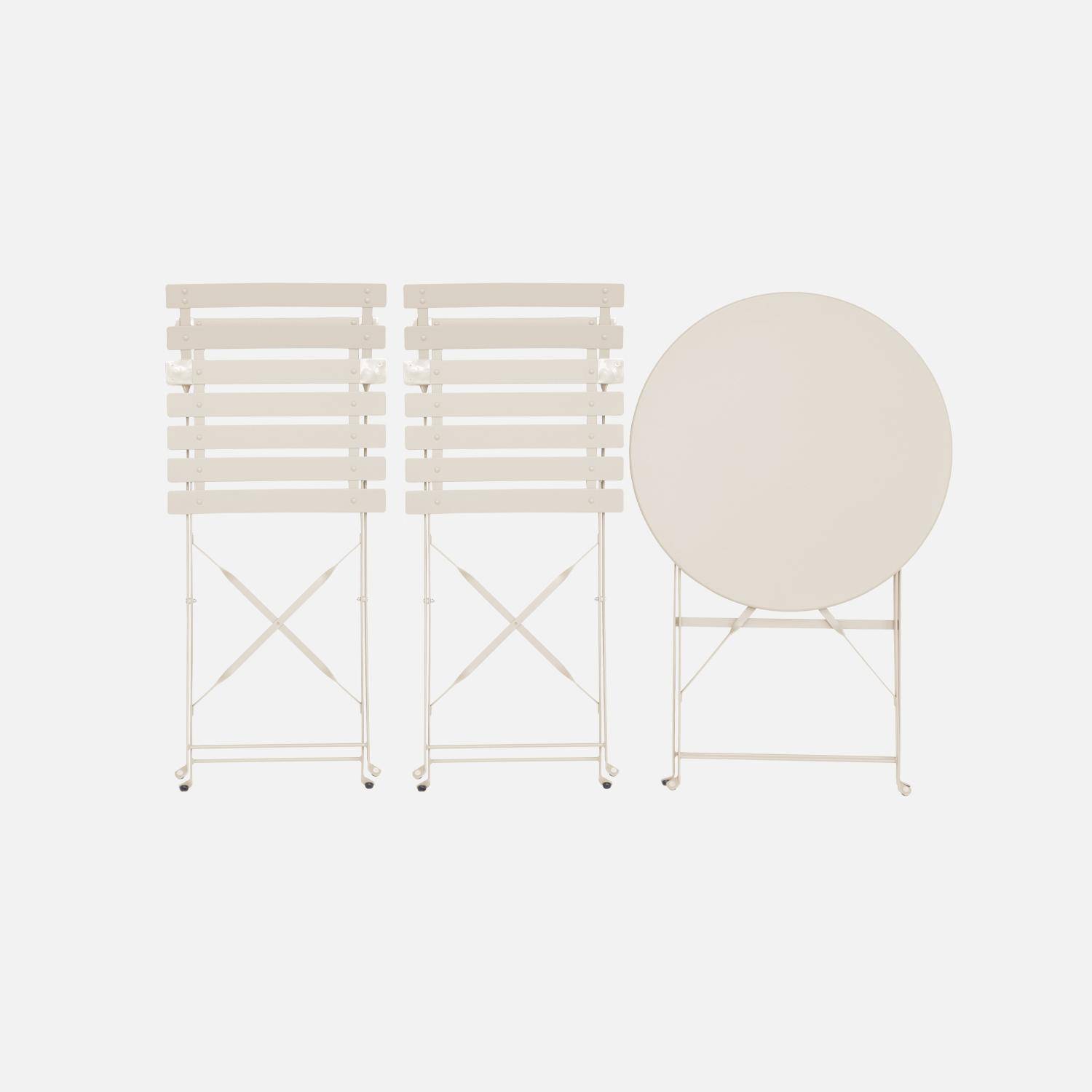 Mesa de jardín bistró plegable metal + 2 asientos, Emilia, Beige, 60x60x71 cm Photo5