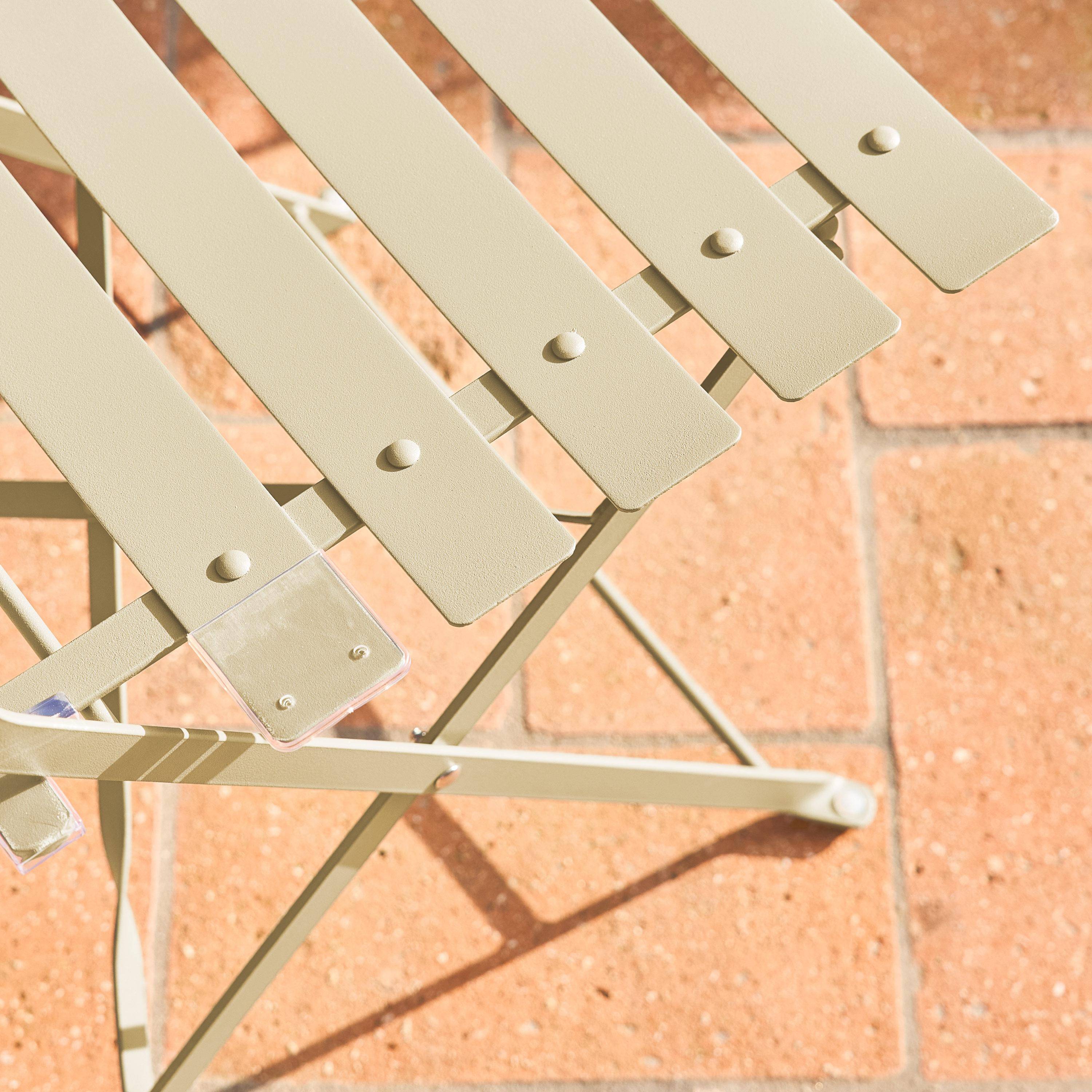 Mesa de jardín bistró plegable metal + 2 asientos, Emilia, Beige, 60x60x71 cm,sweeek,Photo3