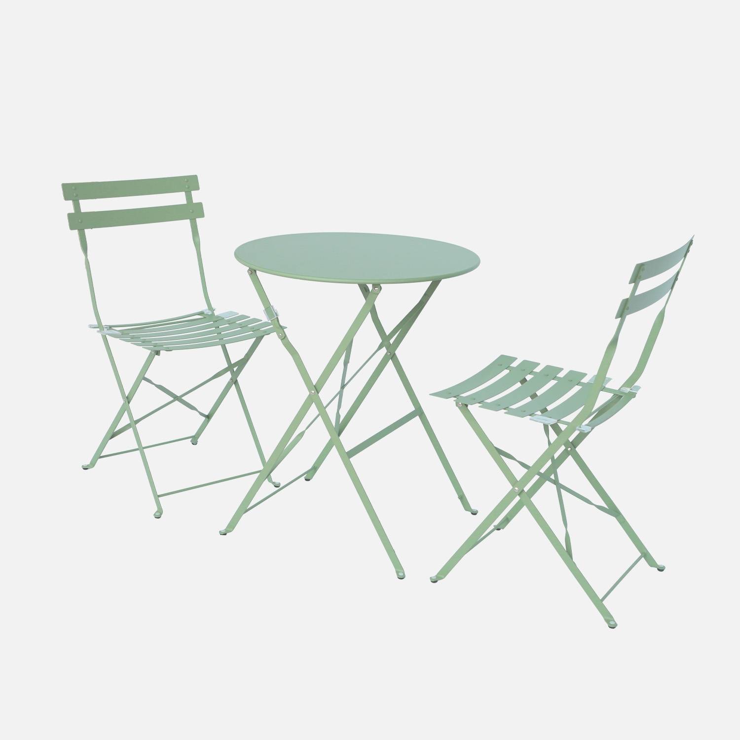 Inklapbare tuintafel en stoelen Ø60 x 70cm, kopergroen