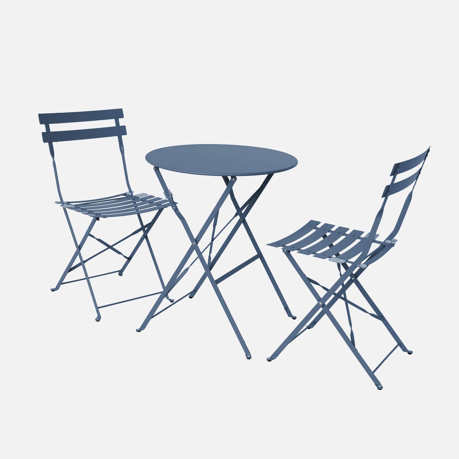 Inklapbare tuintafel en stoelen Ø60 x 70cm, grijsblauw
