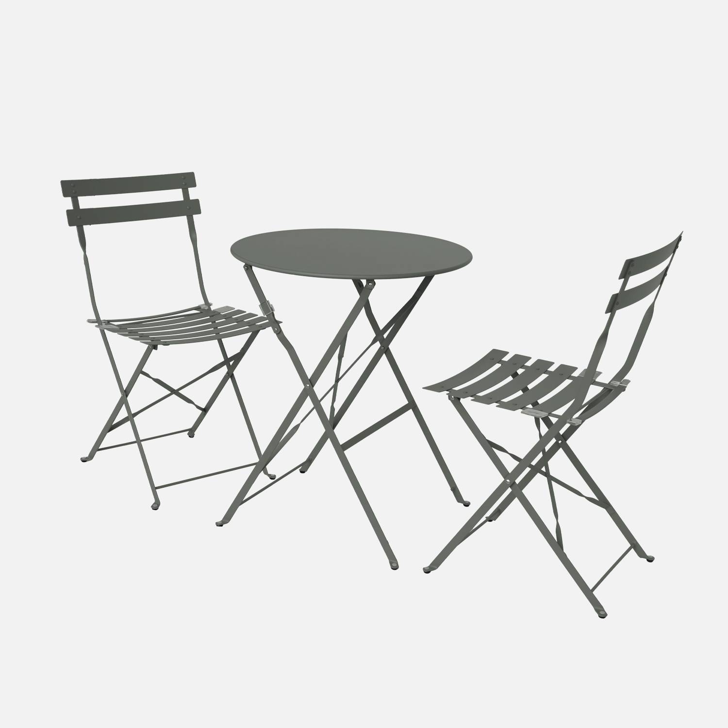 Inklapbare tuintafel en stoelen Ø60 x 70cm, kaki