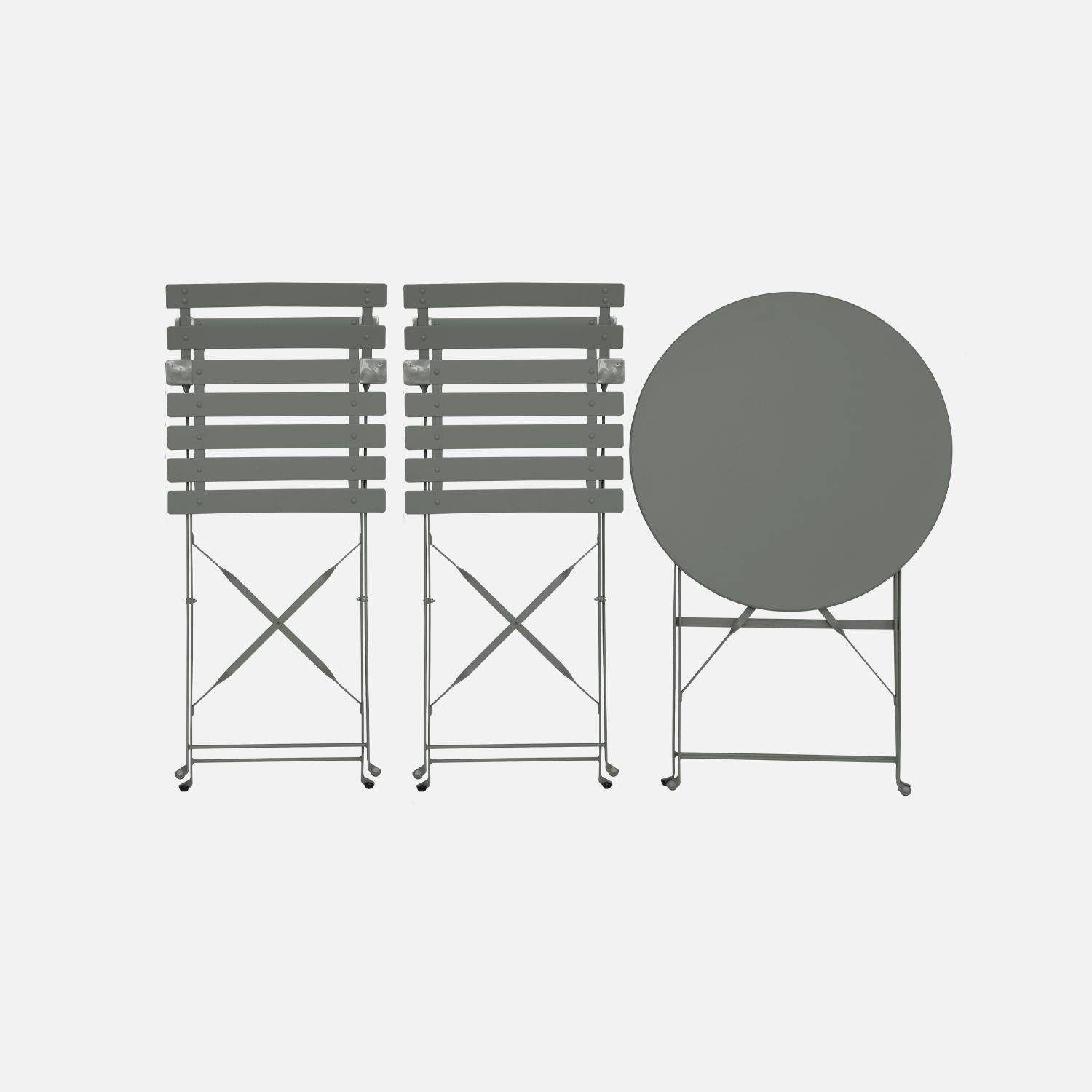 Ronde inklapbare bistrotafel Ø60 x 70cm, met twee inklapbare stoelen, gepoedercoat staal Photo5
