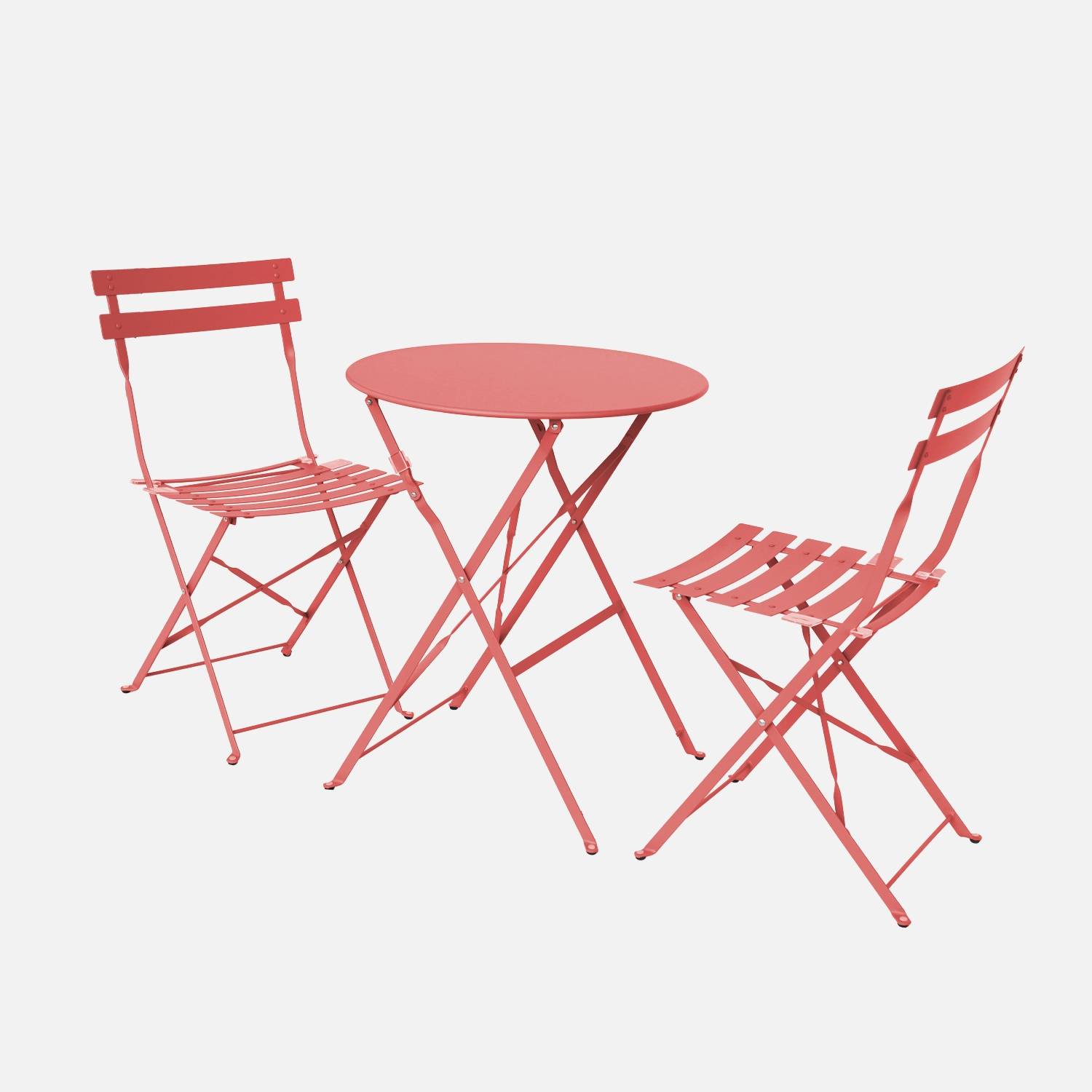 Tavolo da giardino bistrot pieghevole in metallo con 2 sedie, 60x70cm, Terracotta