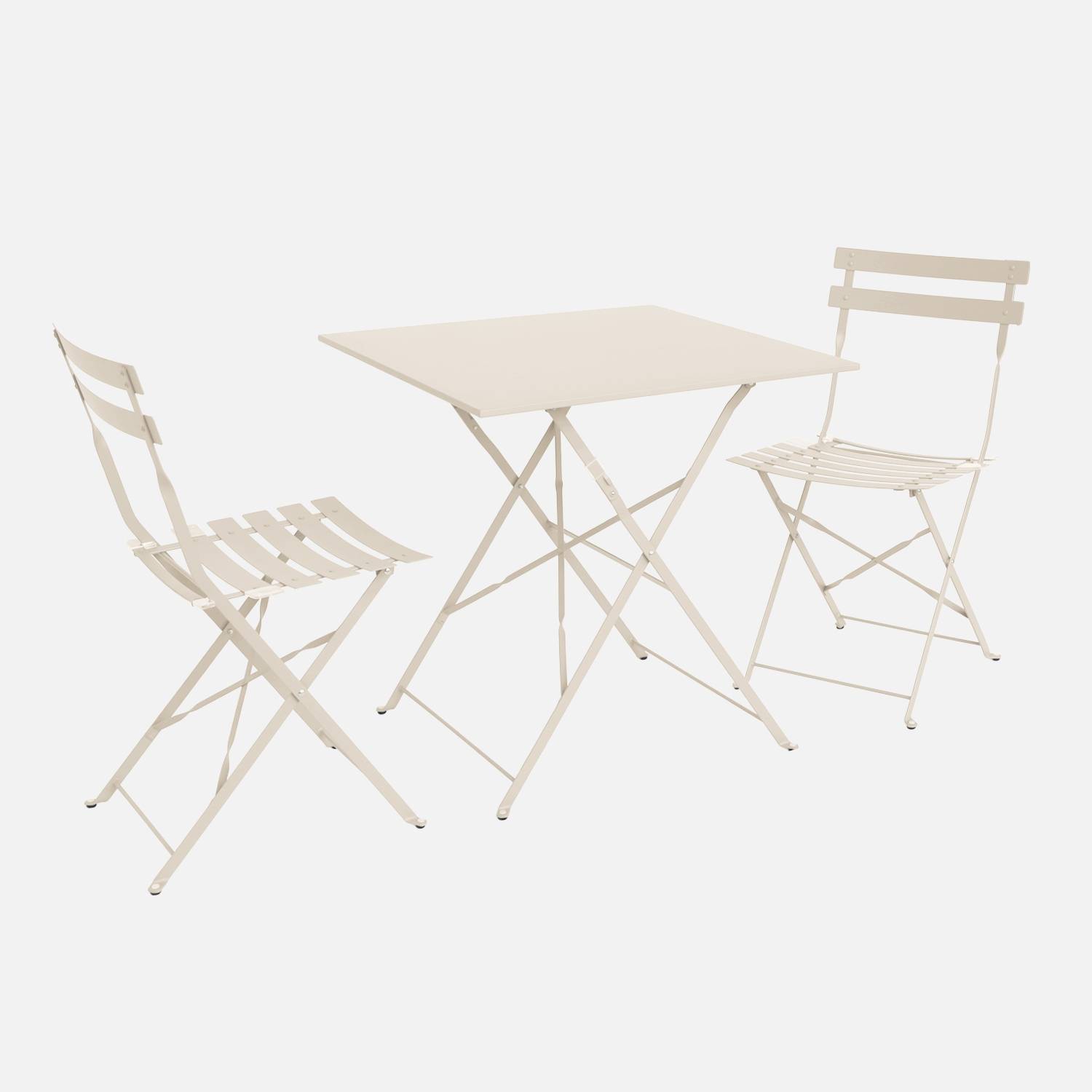 Inklapbare tuintafel en stoelen 70 x 70cm, beige