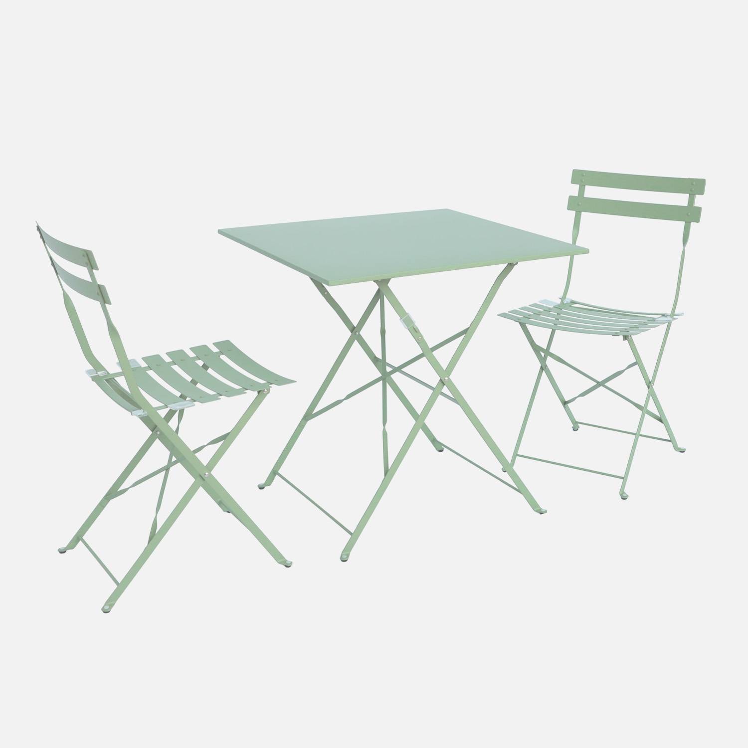 Inklapbare tuintafel en stoelen 70 x 70cm, kopergroen