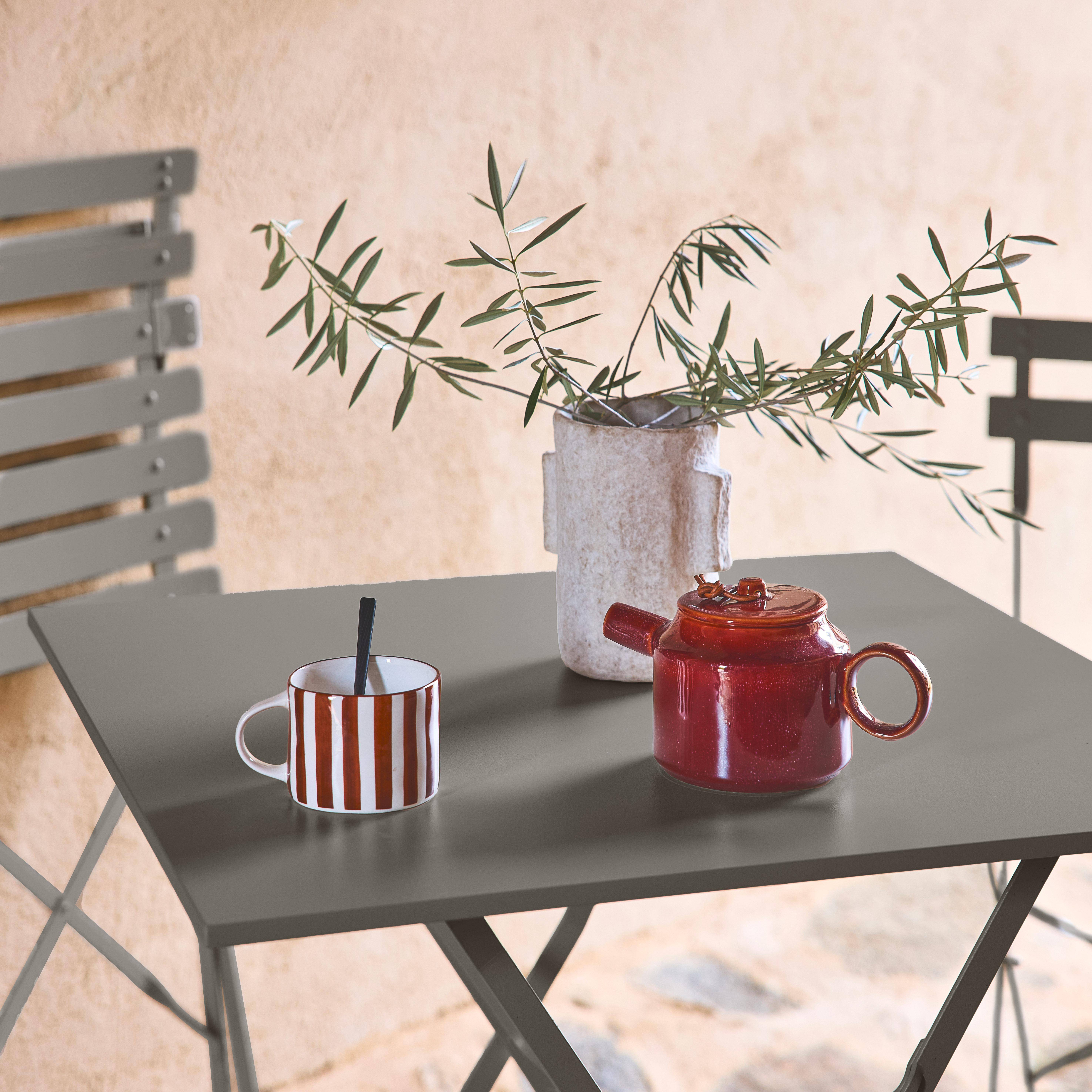 Mesa de jardim bistrô dobrável em metal , 2 cadeiras, Emilia, Verde caqui, 70x70x71 cm Photo4