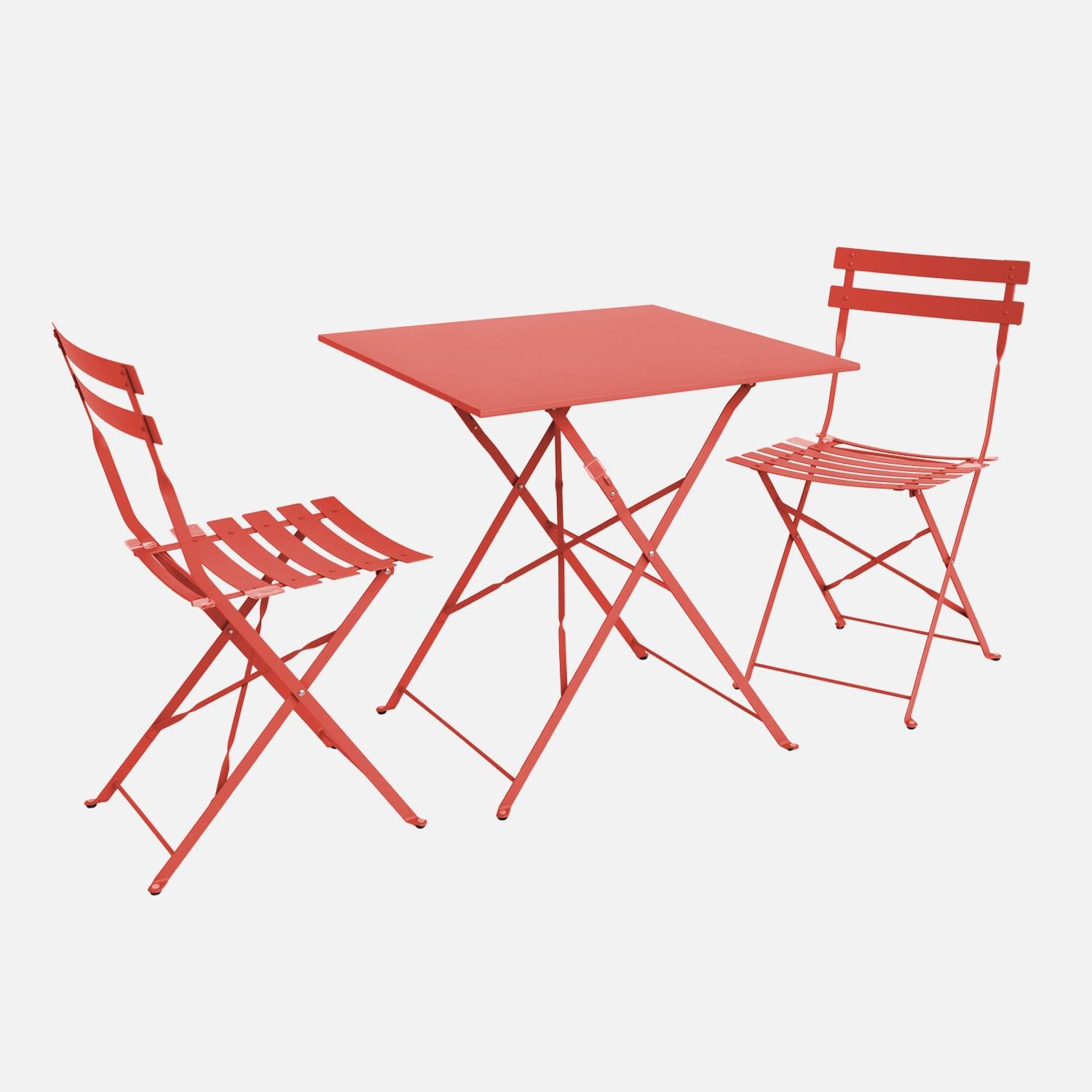 Inklapbare tuintafel en stoelen 70 x 70cm, terracotta