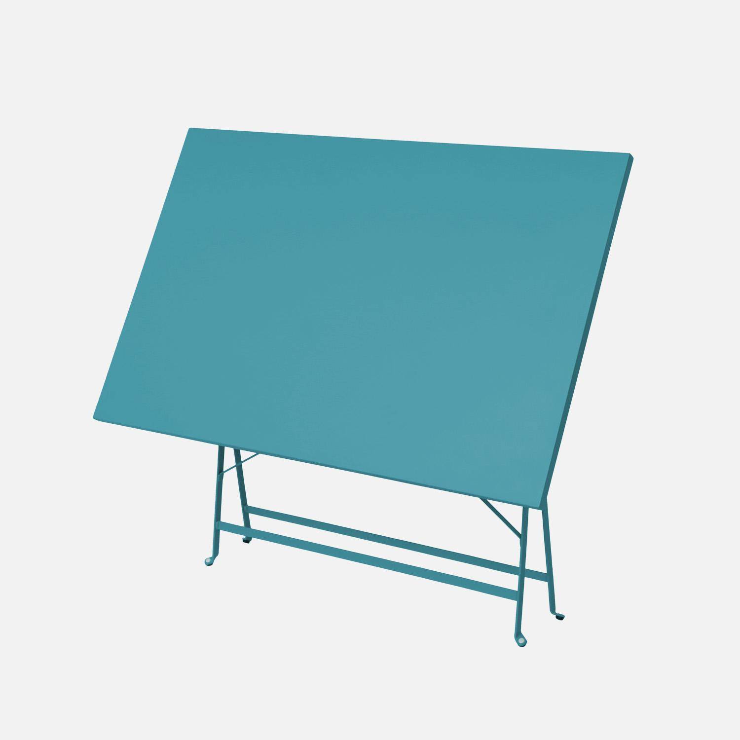 4-seater folding metal bistro garden table, 110x70cm, Emilia 110x70cm, Duck Blue, 110x70x72 cm Photo2