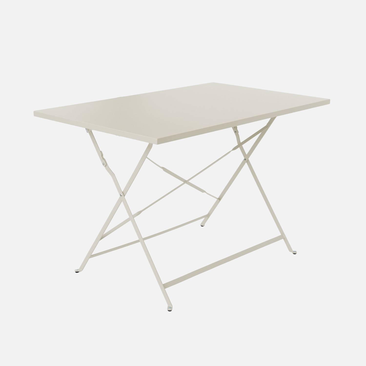Rechteckiger, klappbarer Gartentisch aus Metall, beige