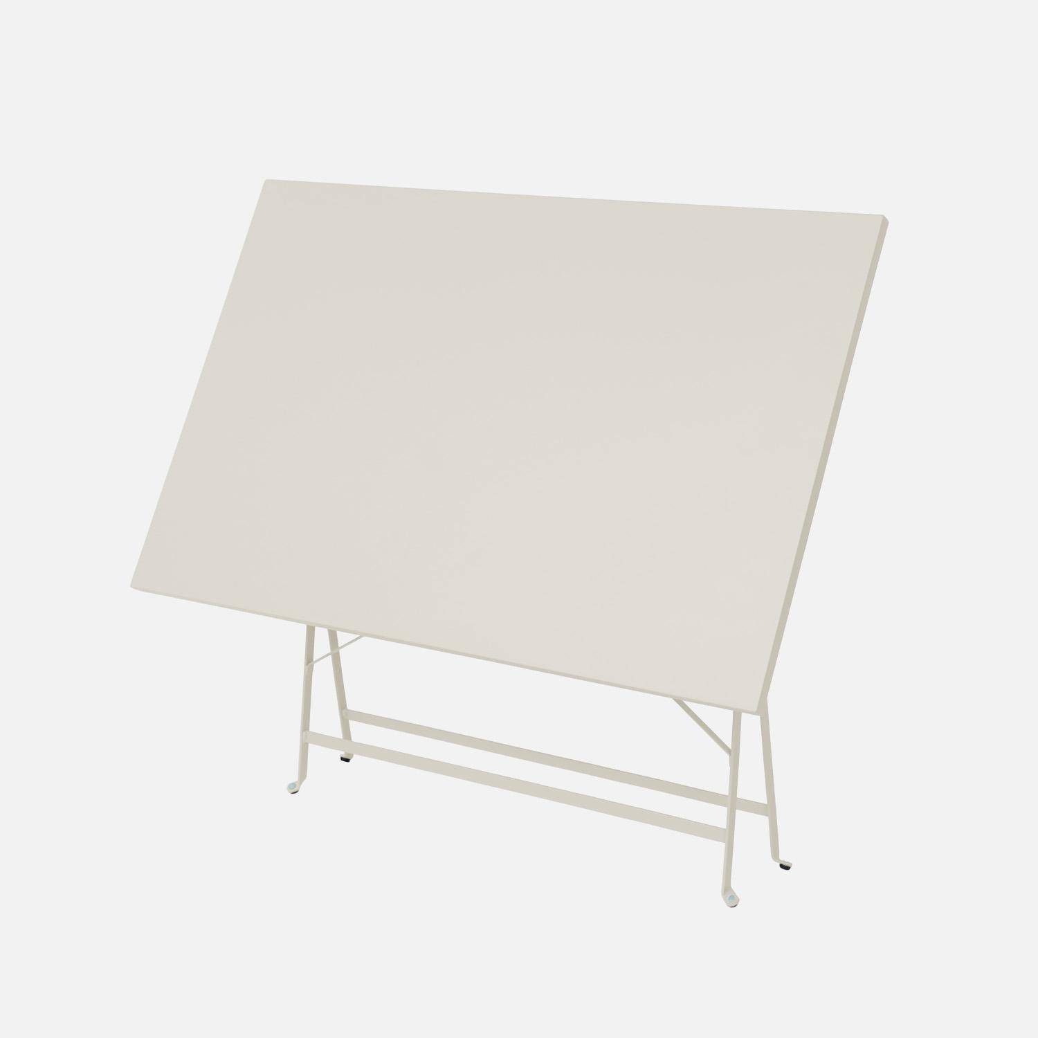 Mesa de jardín bistro plegable de metal 110x70cm, 4 plazas, Emilia 110cm, Beige, 110x70x72 cm,sweeek,Photo2