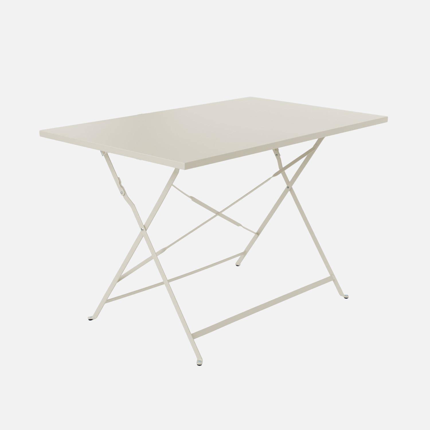 4-seater folding metal bistro garden table, Emilia, Beige, 110x70x72 cm,sweeek,Photo2