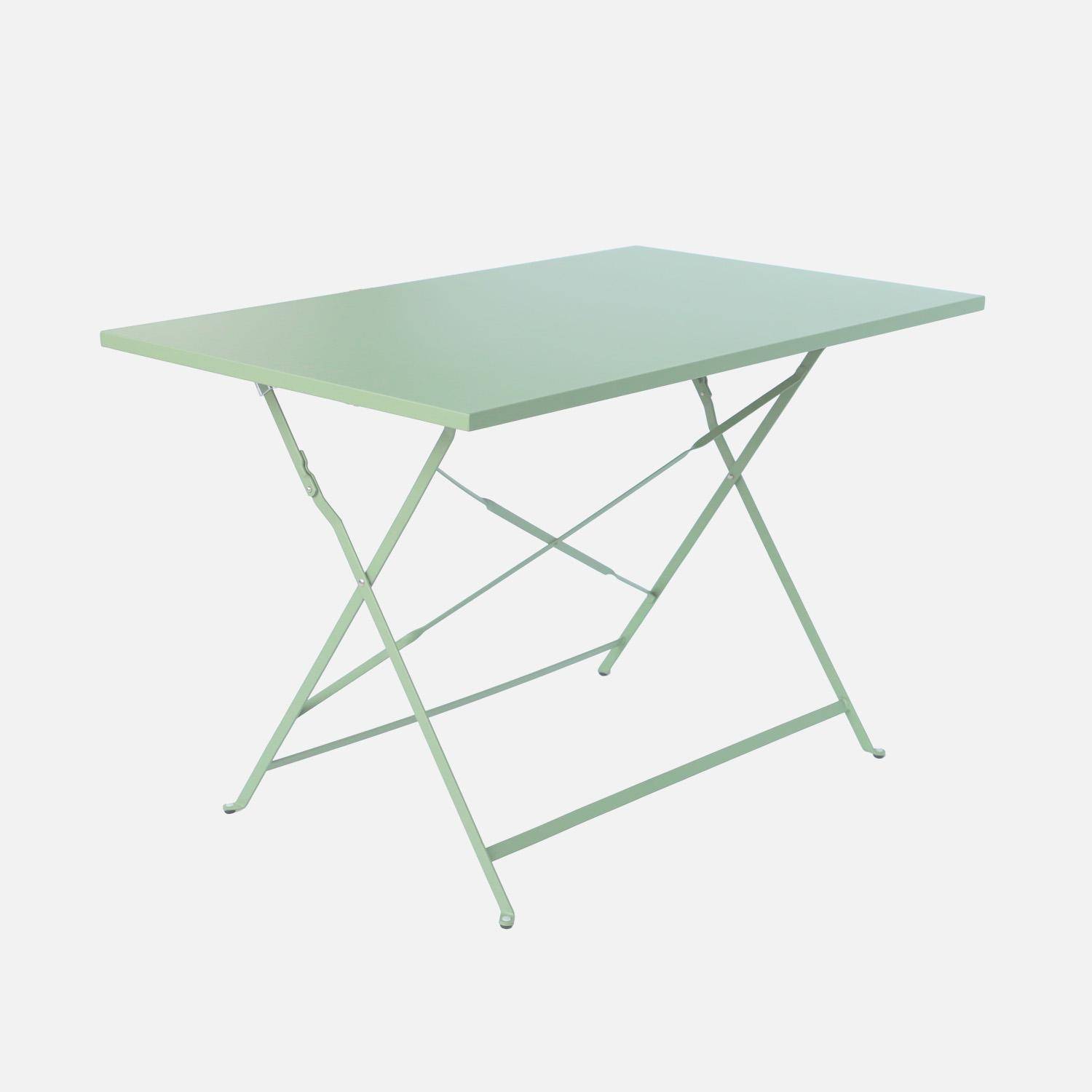 Rechteckiger, klappbarer Bistro-Gartentisch aus Metall in graugrün, Emilia, 110 x 70 cm, für 4 Personen Photo1