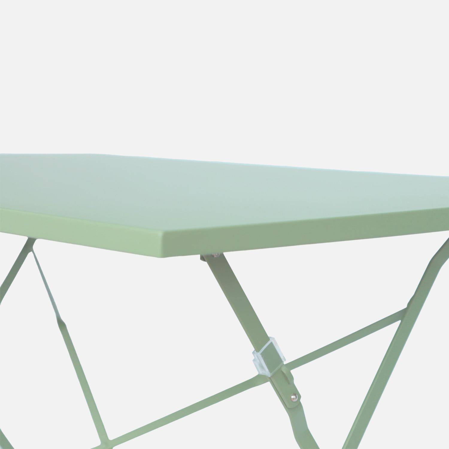 Rechteckiger, klappbarer Bistro-Gartentisch aus Metall in graugrün, Emilia, 110 x 70 cm, für 4 Personen,sweeek,Photo3