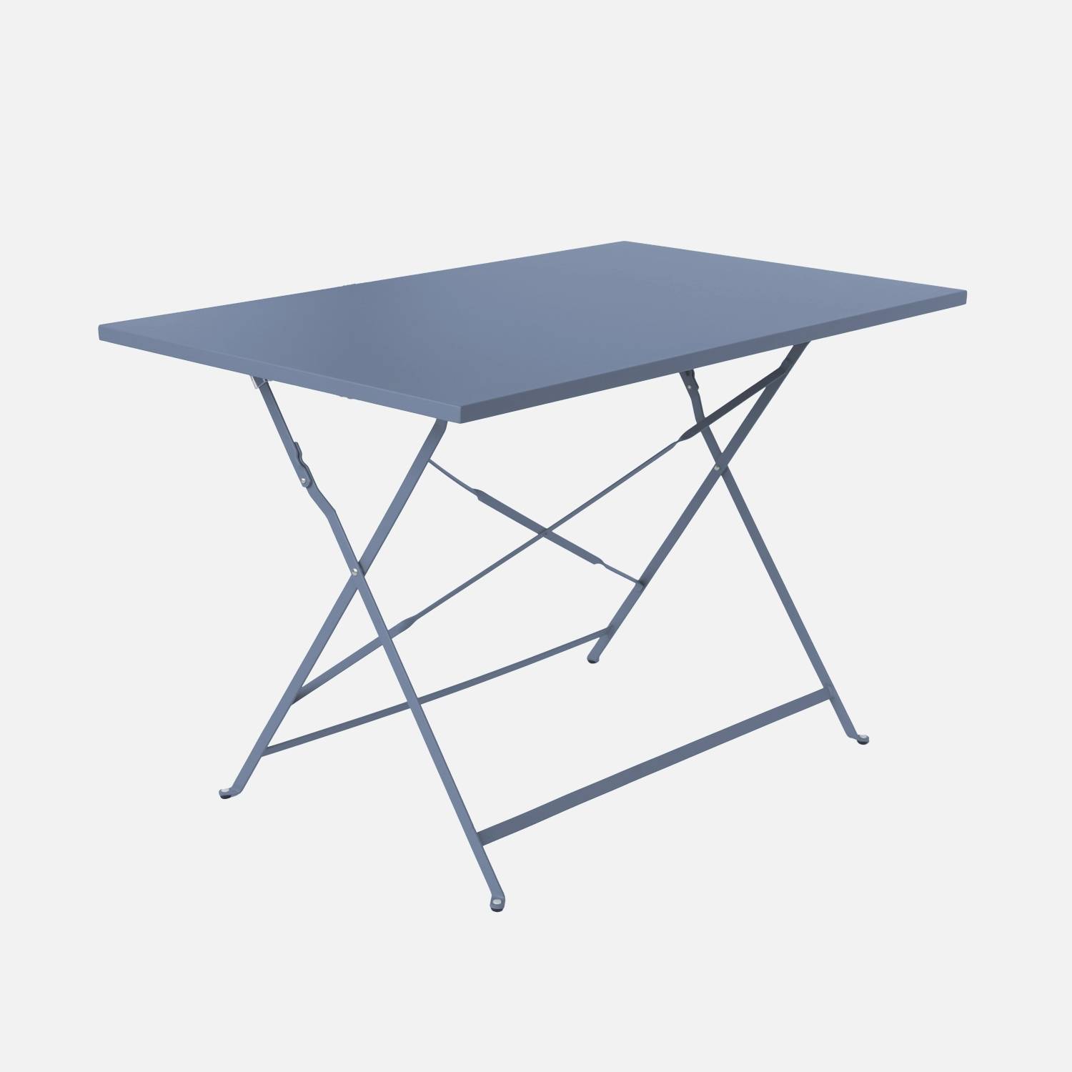 Rechteckiger, klappbarer Gartentisch aus Metall, graublau