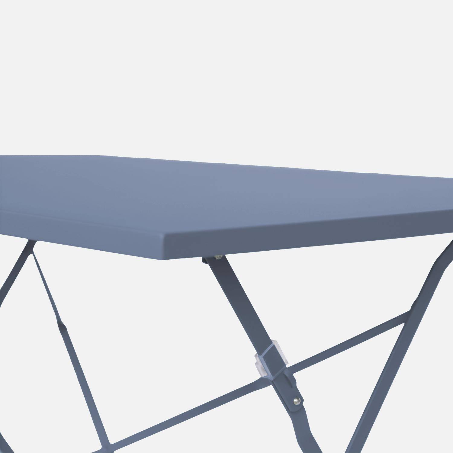 Mesa de jardim bistrô dobrável em metal 4 lugares, 110cm, Emilia, Azul cinza, 110x70x72 cm,sweeek,Photo4