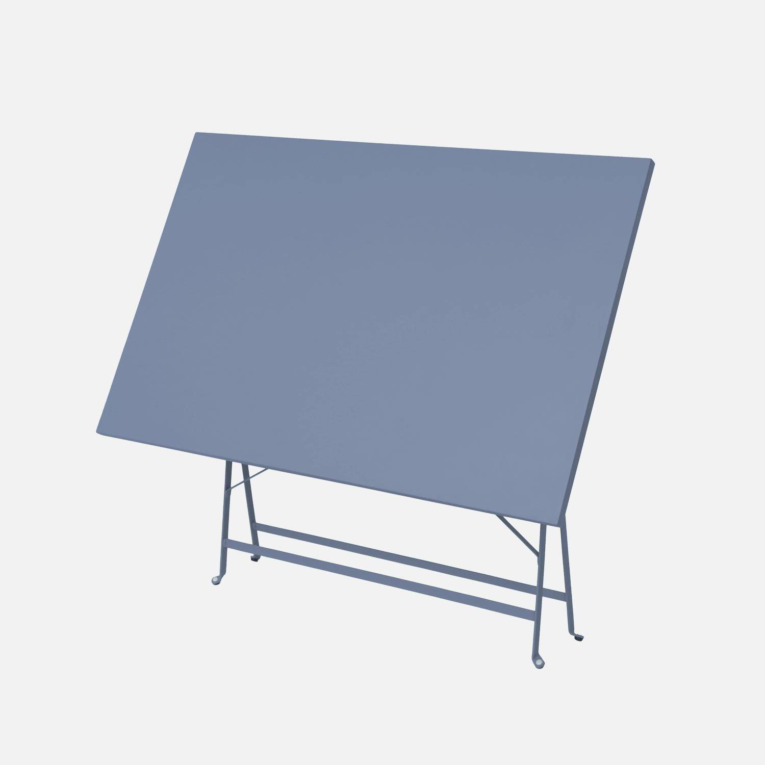 4-seater folding metal bistro garden table, 110x70cm, Emilia 110x70cm, Grey Blue, 110x70x72 cm Photo2