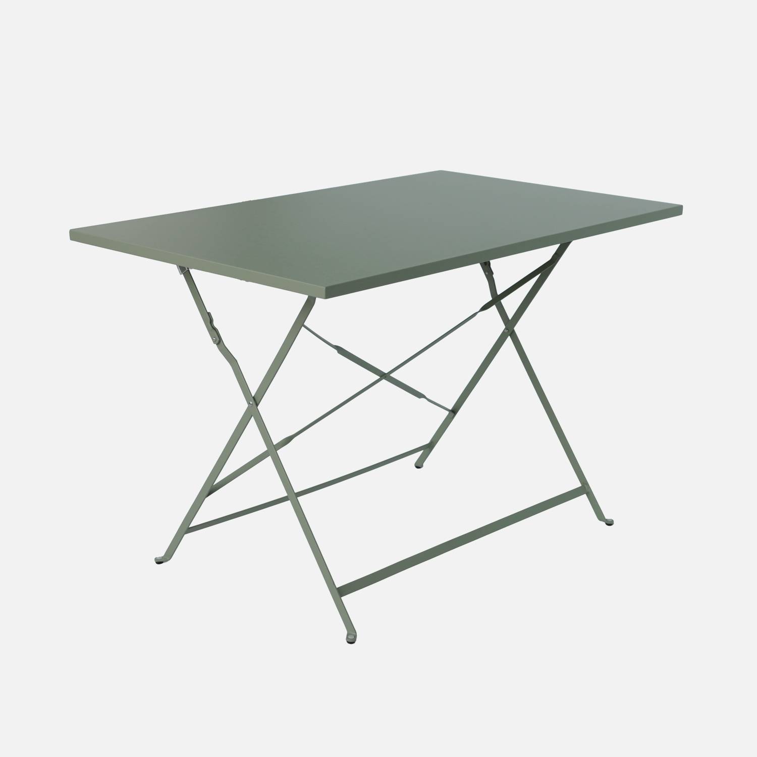 Rechteckiger, klappbarer Gartentisch aus Metall, khaki