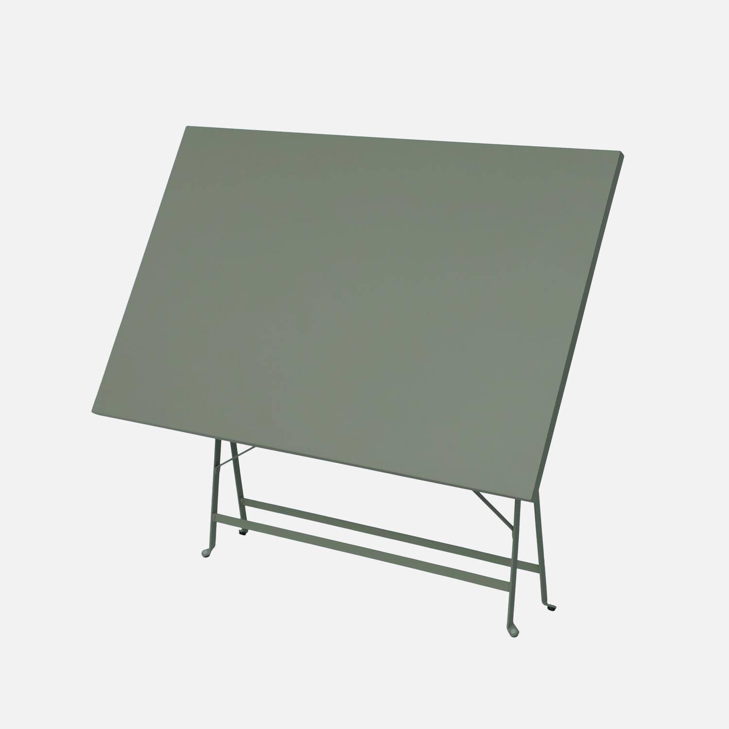 Prostokątny składany metalowy stół ogrodowy 110 x 70 cm, dla 4 osób - Khaki Photo2