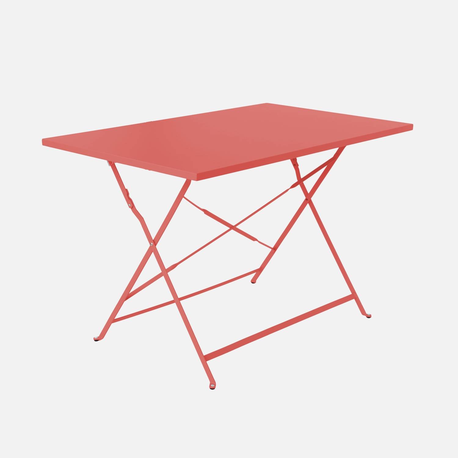 Table de jardin pliable métal, terracotta