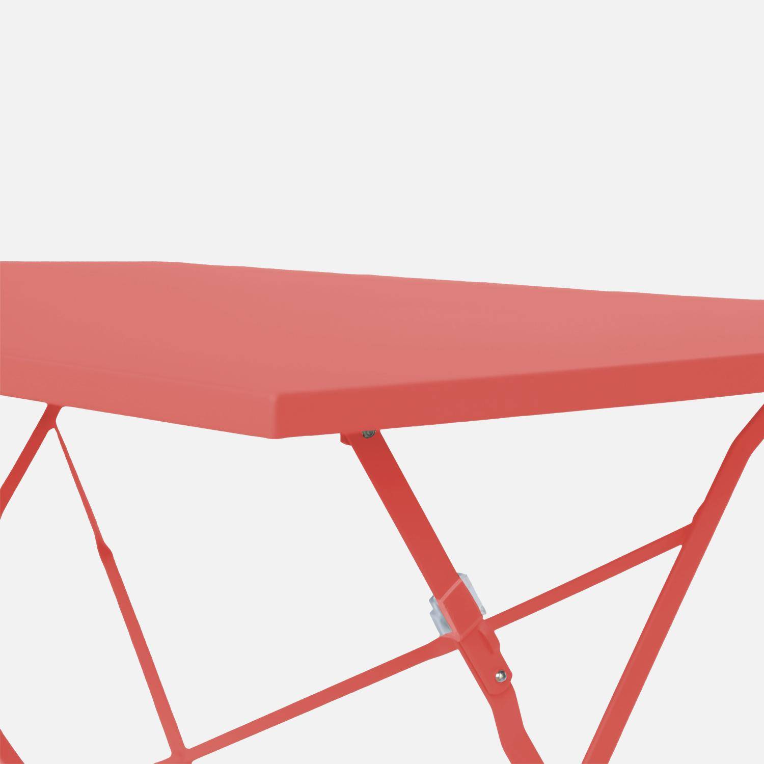 Mesa de jardín bistro plegable de metal 110x70cm, 4 plazas, Emilia 110cm, Terracotta, 110x70x72 cm Photo3