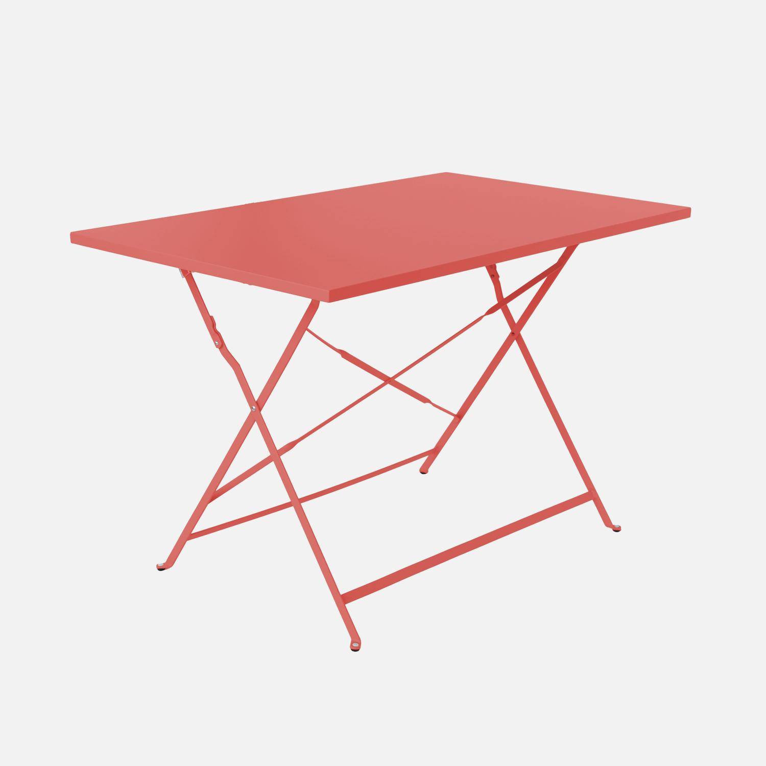 Mesa de jardín bistro plegable de metal 110x70cm, 4 plazas, Emilia 110cm, Terracotta, 110x70x72 cm Photo1