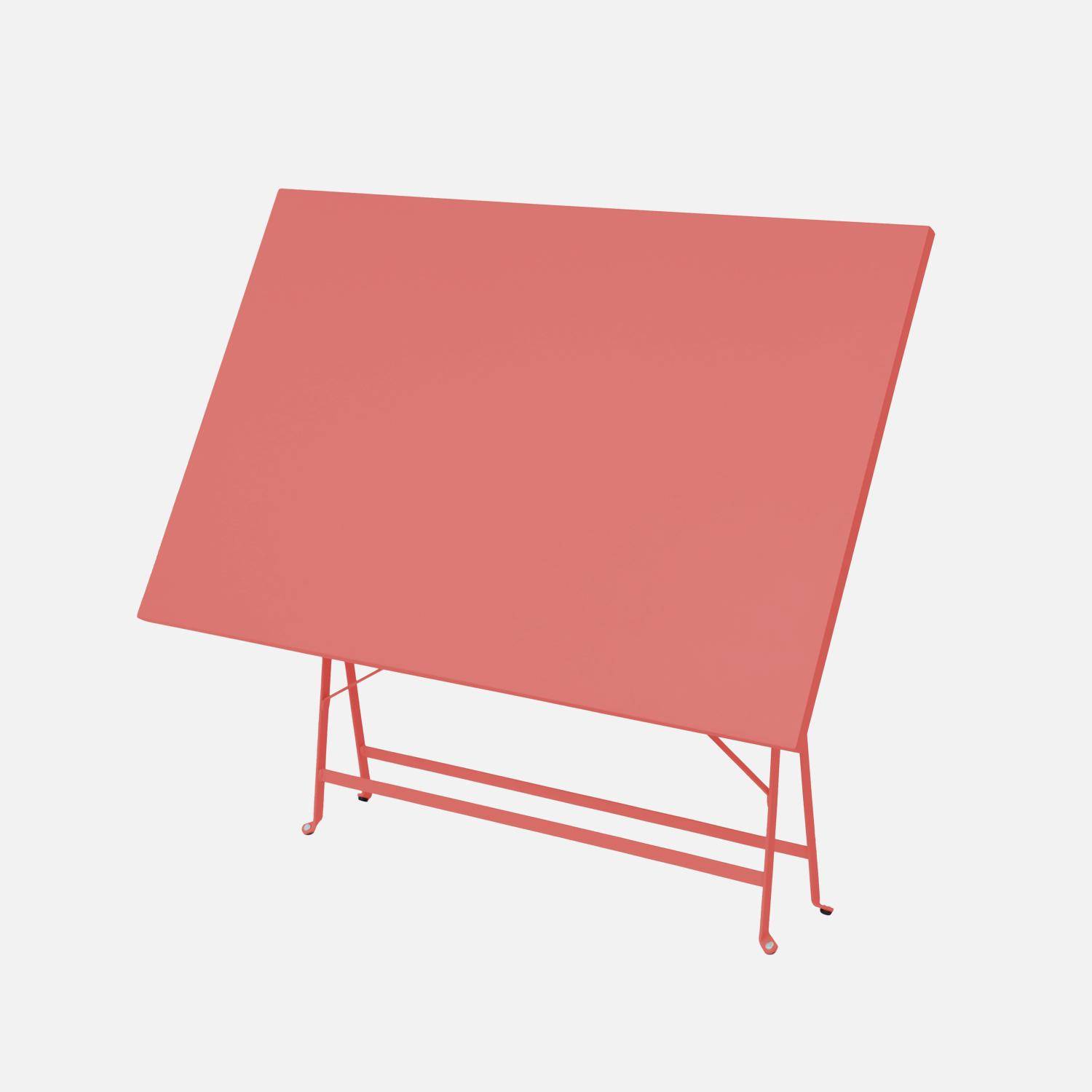 Mesa de jardín bistro plegable de metal 110x70cm, 4 plazas, Emilia 110cm, Terracotta, 110x70x72 cm Photo2