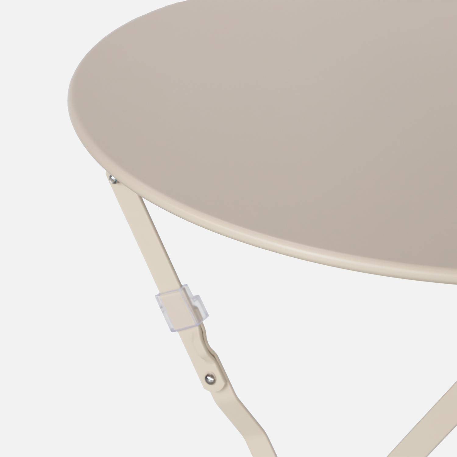 Folding metal bistro garden table Ø60cm, seats 2, Emilia 60cm, Beige, 60x60x71 cm Photo6