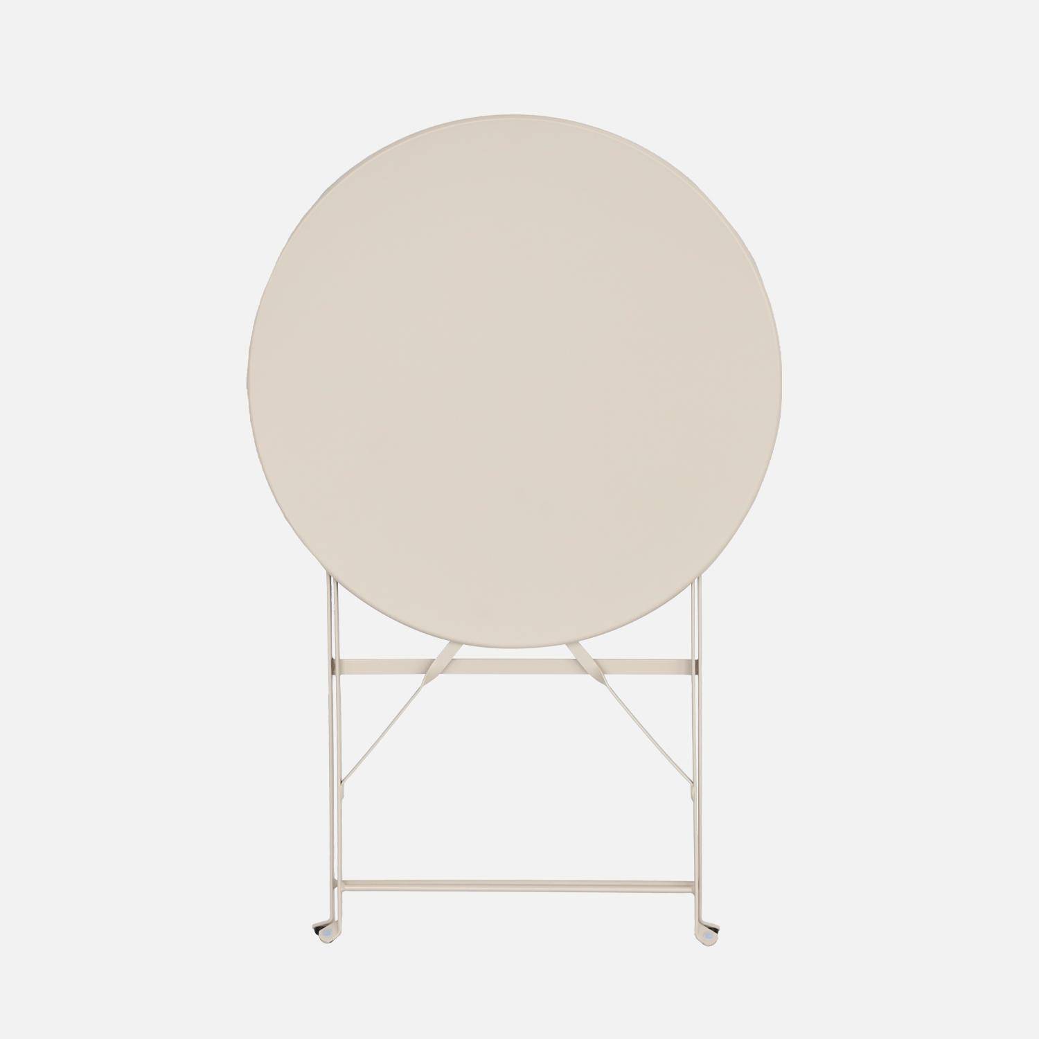 Folding metal bistro garden table Ø60cm, seats 2, Emilia 60cm, Beige, 60x60x71 cm,sweeek,Photo5