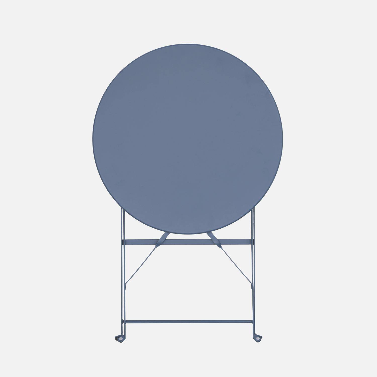 Runder, klappbarer Bistro-Gartentisch aus pulverbeschichtetem Stahl, blaugrau, Emilia, Ø 60cm  Photo5