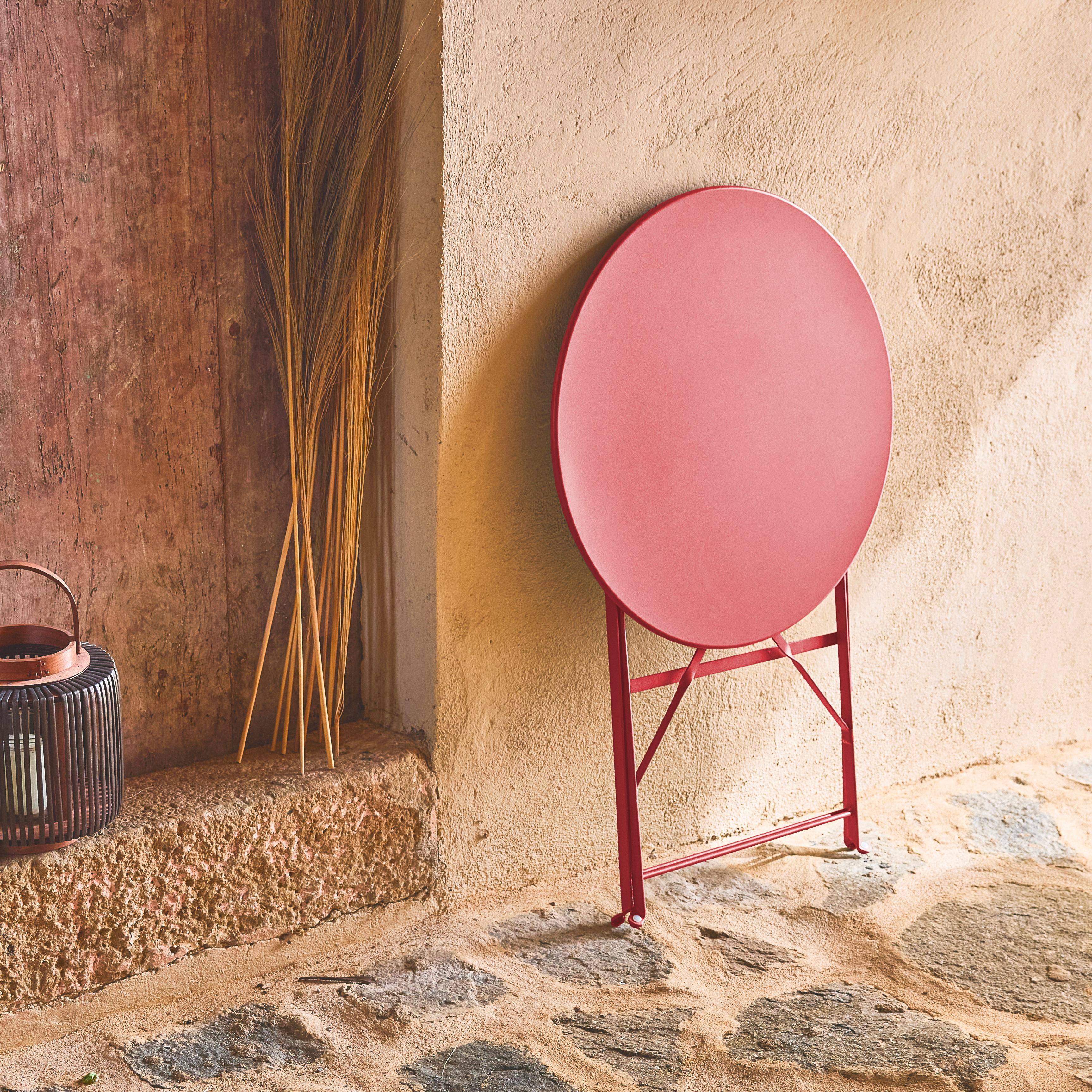 Folding metal bistro garden table Ø60cm, seats 2, Emilia 60cm, Terracotta, 60x60x71 cm Photo2