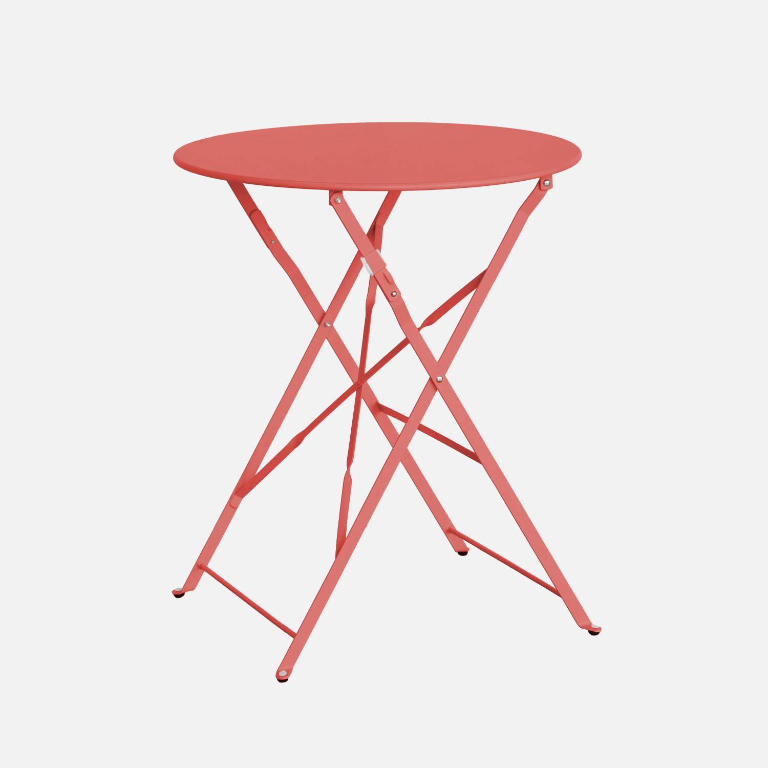 Folding metal bistro garden table Ø60cm, seats 2, Emilia 60cm, Terracotta, 60x60x71 cm,sweeek,Photo4