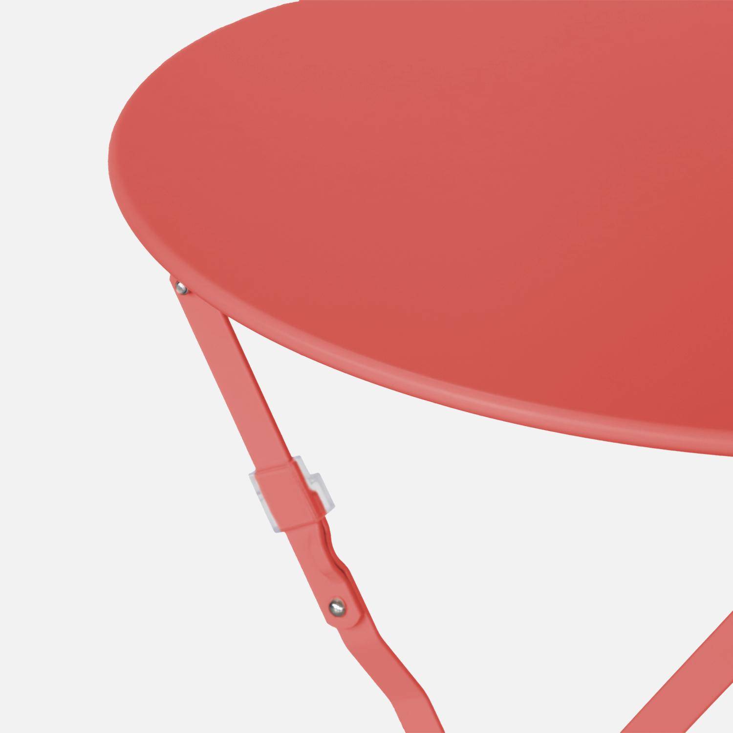 Folding metal bistro garden table Ø60cm, seats 2, Emilia 60cm, Terracotta, 60x60x71 cm,sweeek,Photo6