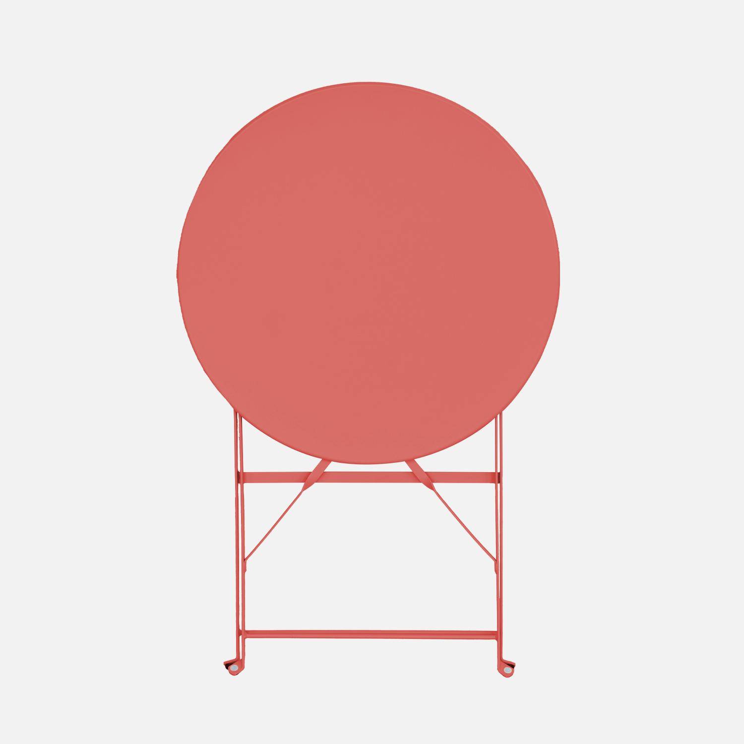 Folding metal bistro garden table Ø60cm, seats 2, Emilia 60cm, Terracotta, 60x60x71 cm,sweeek,Photo5