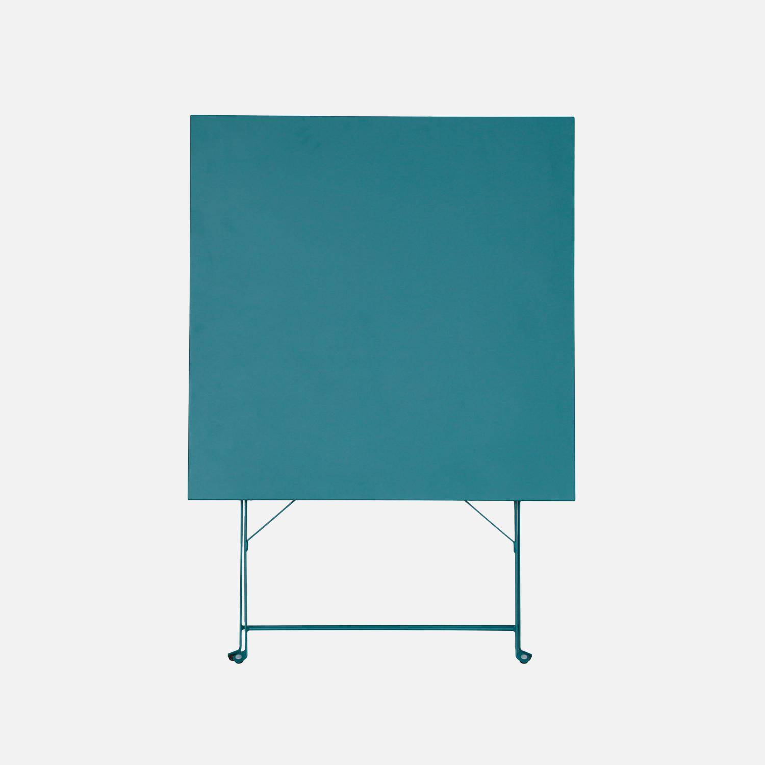 Table jardin bistrot carrée pliable 70x70cm, 2 places en acier thermolaqué Photo4