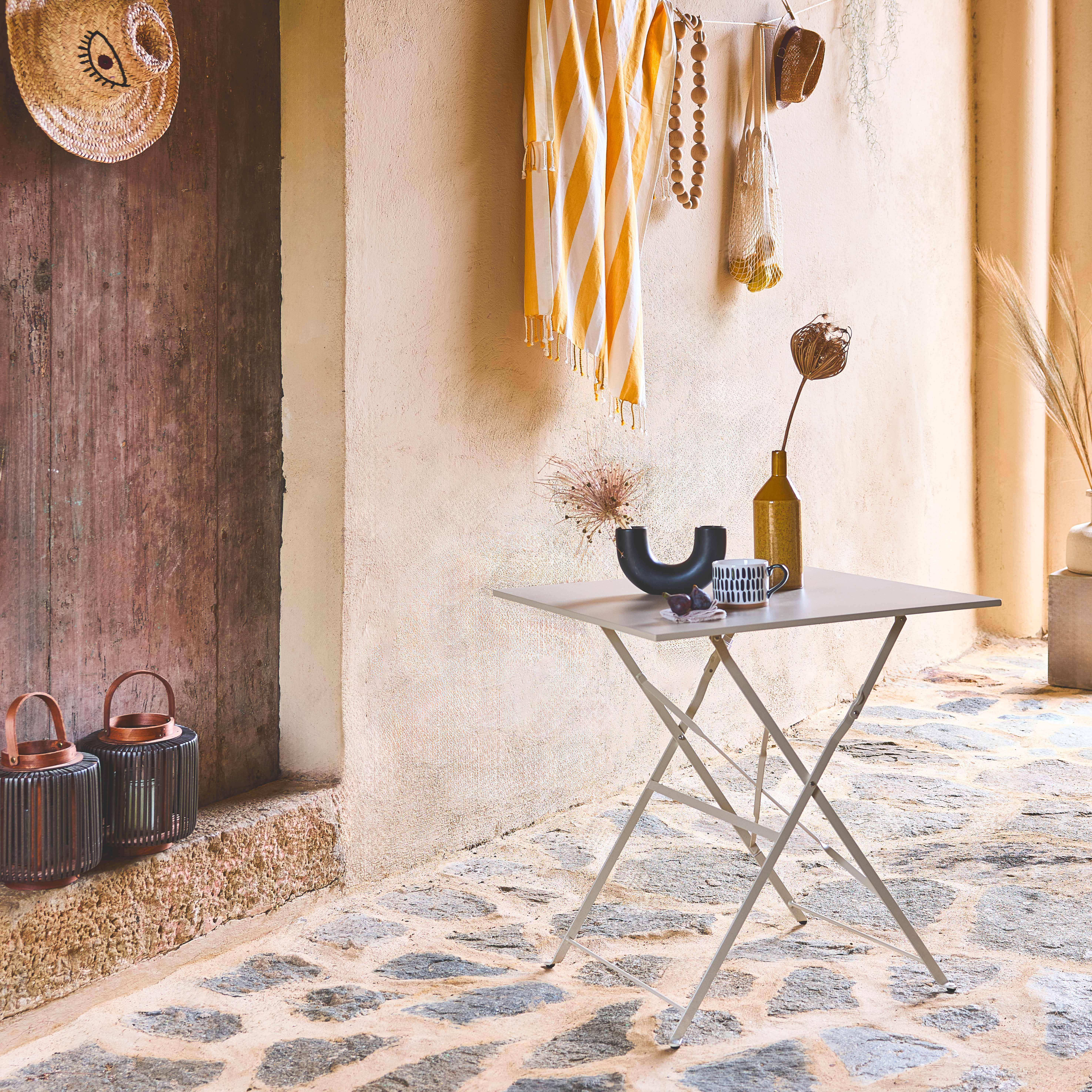 Folding metal bistro garden table 70 x 70cm, seats 2, Emilia 70x70cm, Beige, 70x70x71 cm Photo2