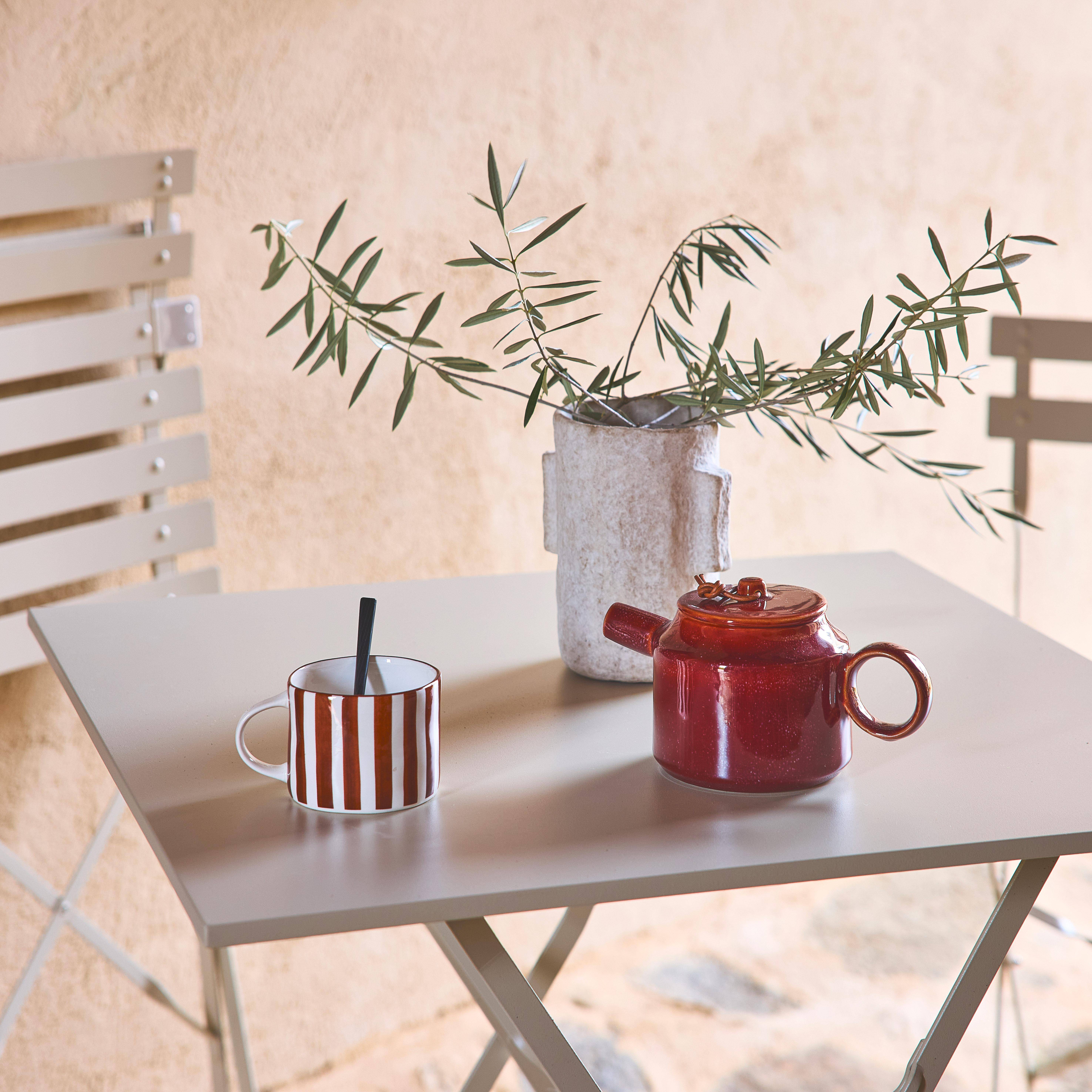 Folding metal bistro garden table 70 x 70cm, seats 2, Emilia 70x70cm, Beige, 70x70x71 cm Photo1