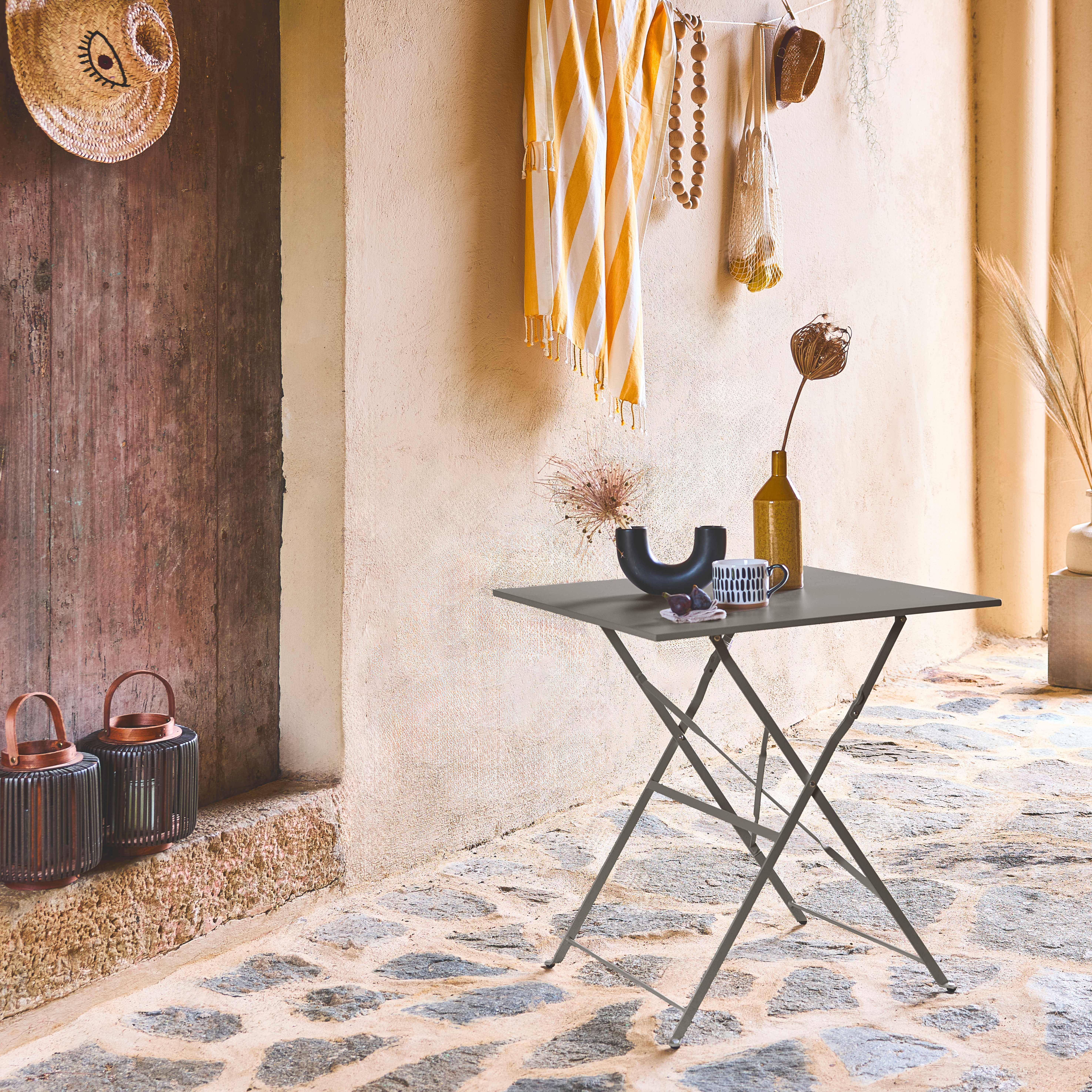 Square folding bistro garden table 70x70cm, 2-seater in powder-coated steel Photo1