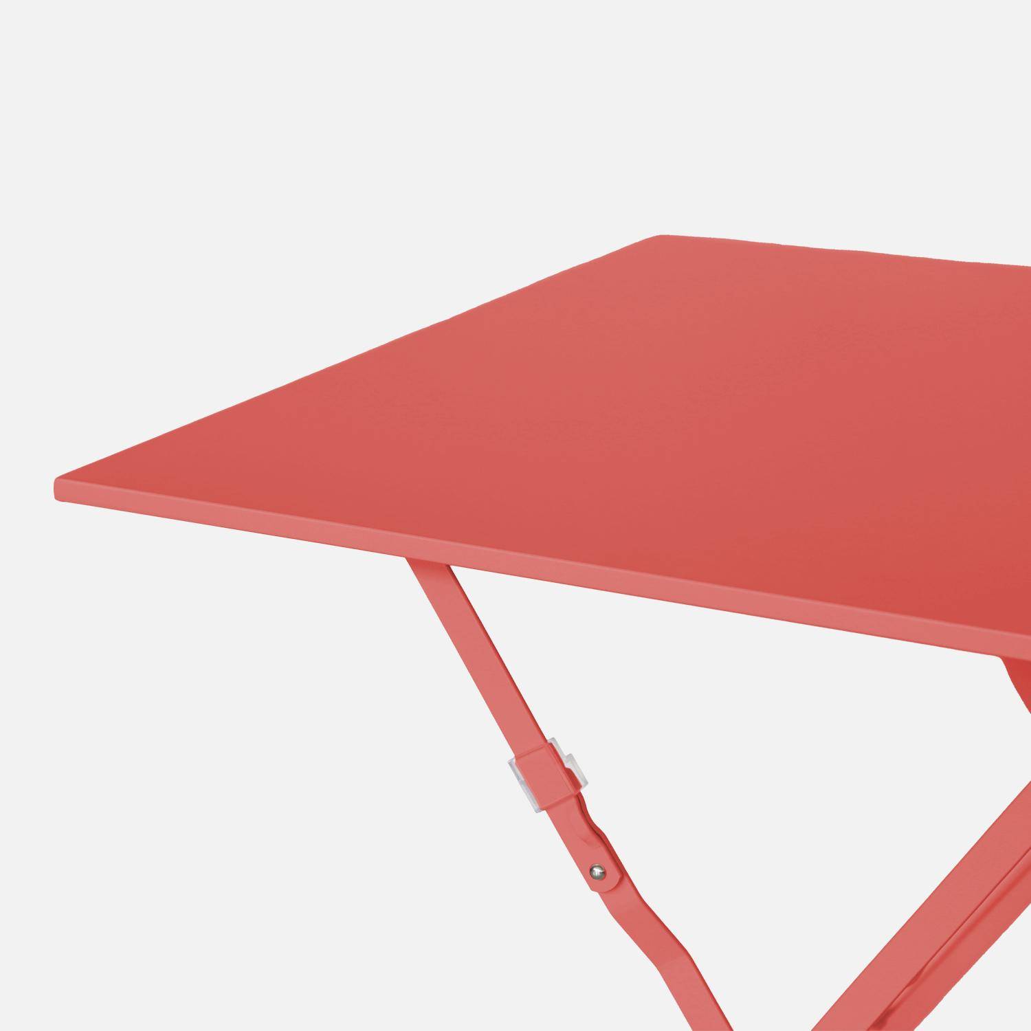 Square folding bistro garden table 70x70cm, 2-seater in powder-coated steel Photo5