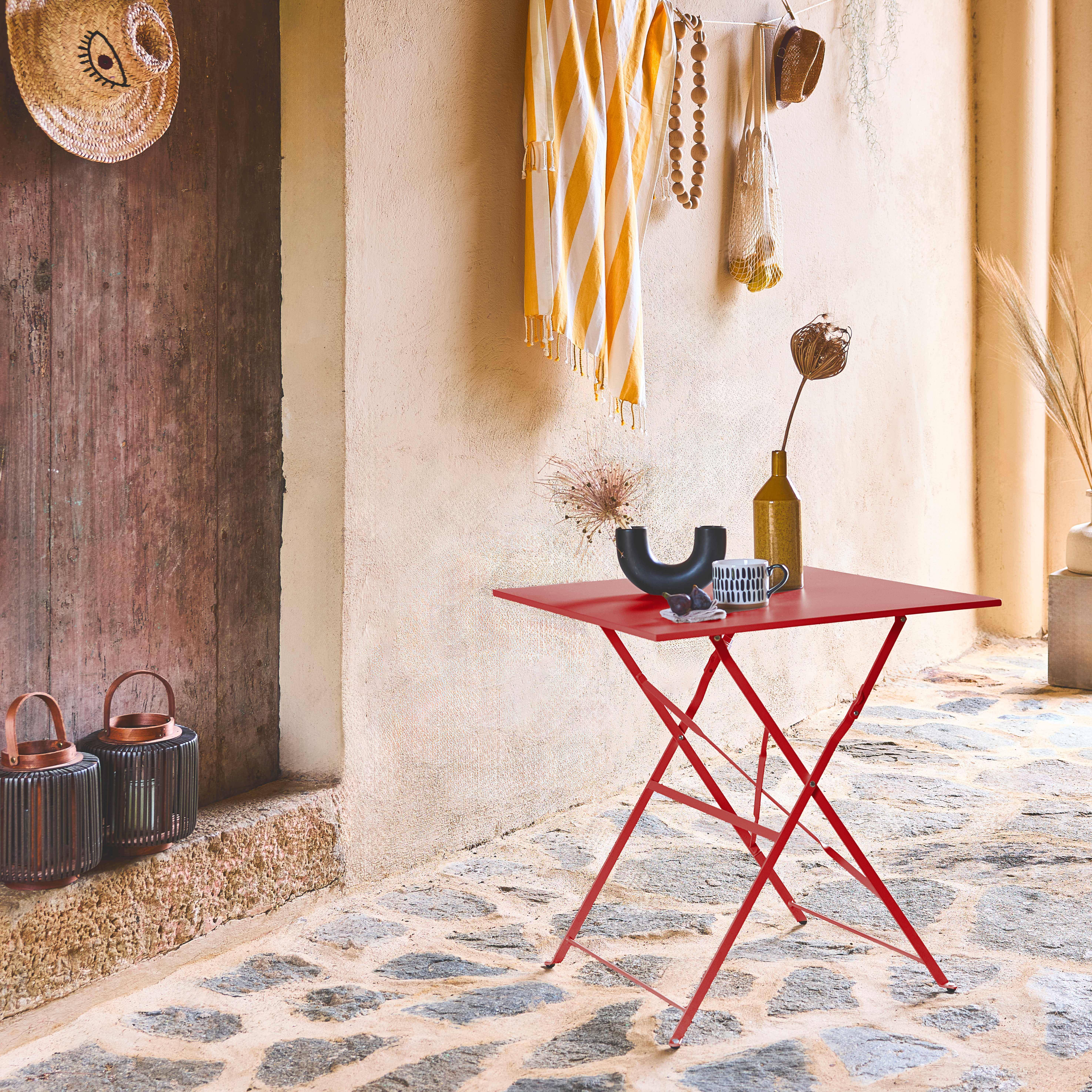 Square folding bistro garden table 70x70cm, 2-seater in powder-coated steel Photo1