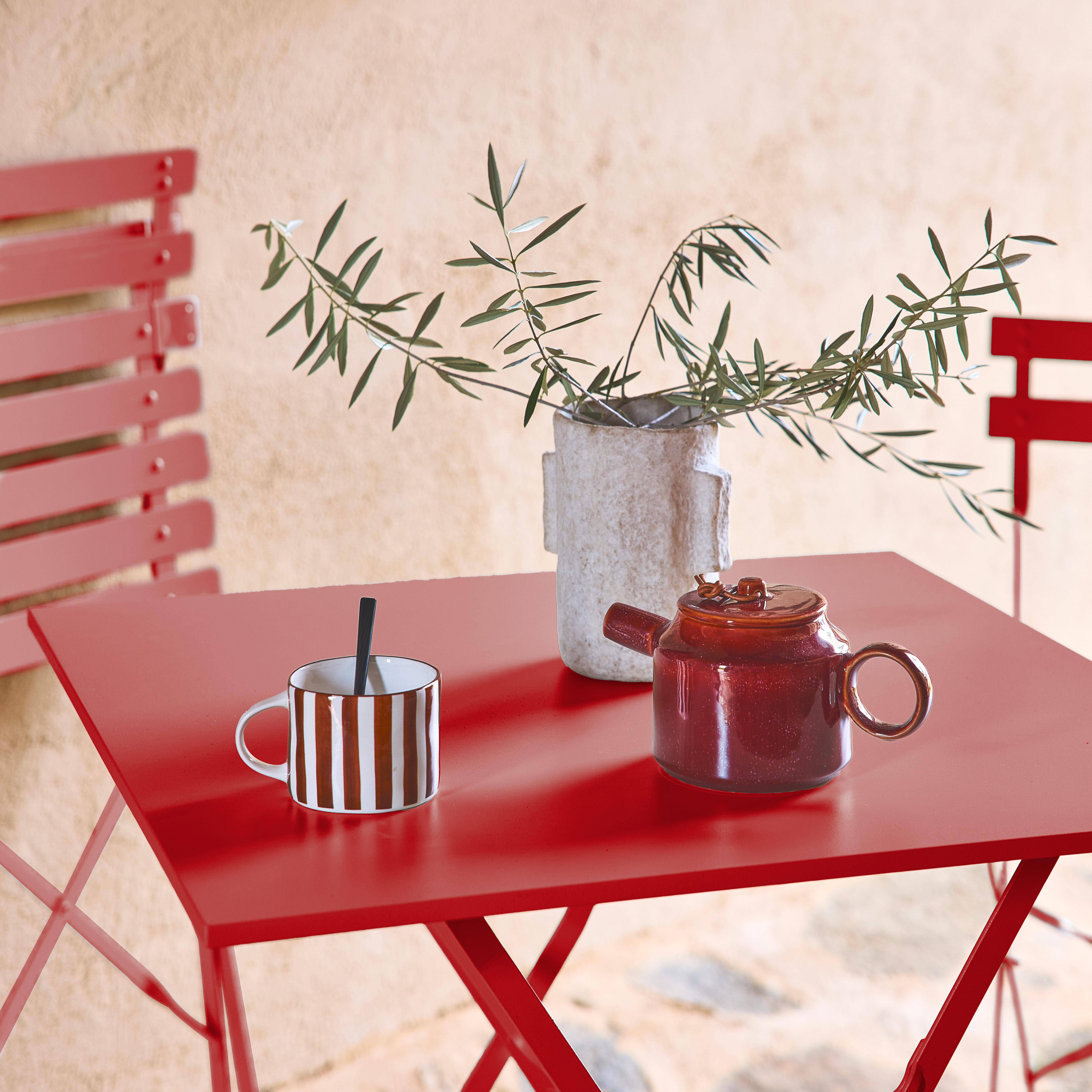 Square folding bistro garden table 70x70cm, 2-seater in powder-coated steel Photo2