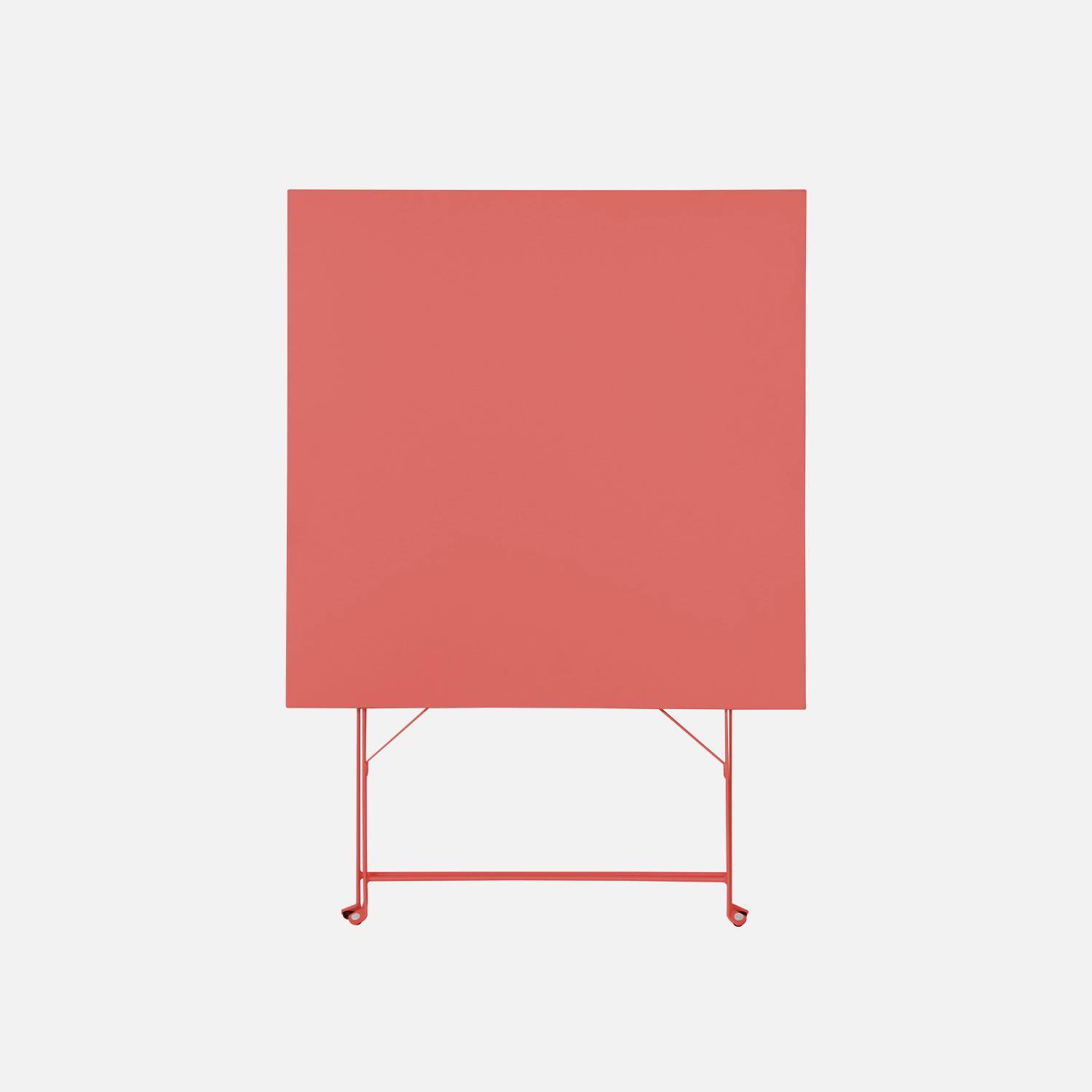 Square folding bistro garden table 70x70cm, 2-seater in powder-coated steel Photo4