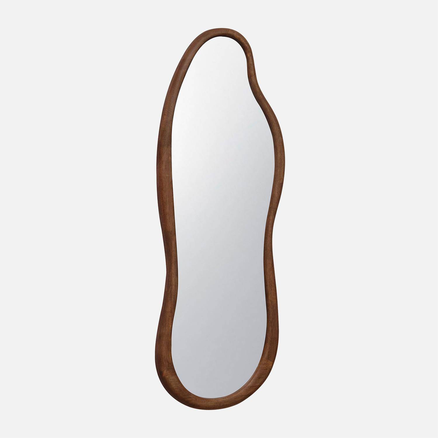 Miroir organique en bois d'hévéa, couleur noyer, 120 cm | sweeek