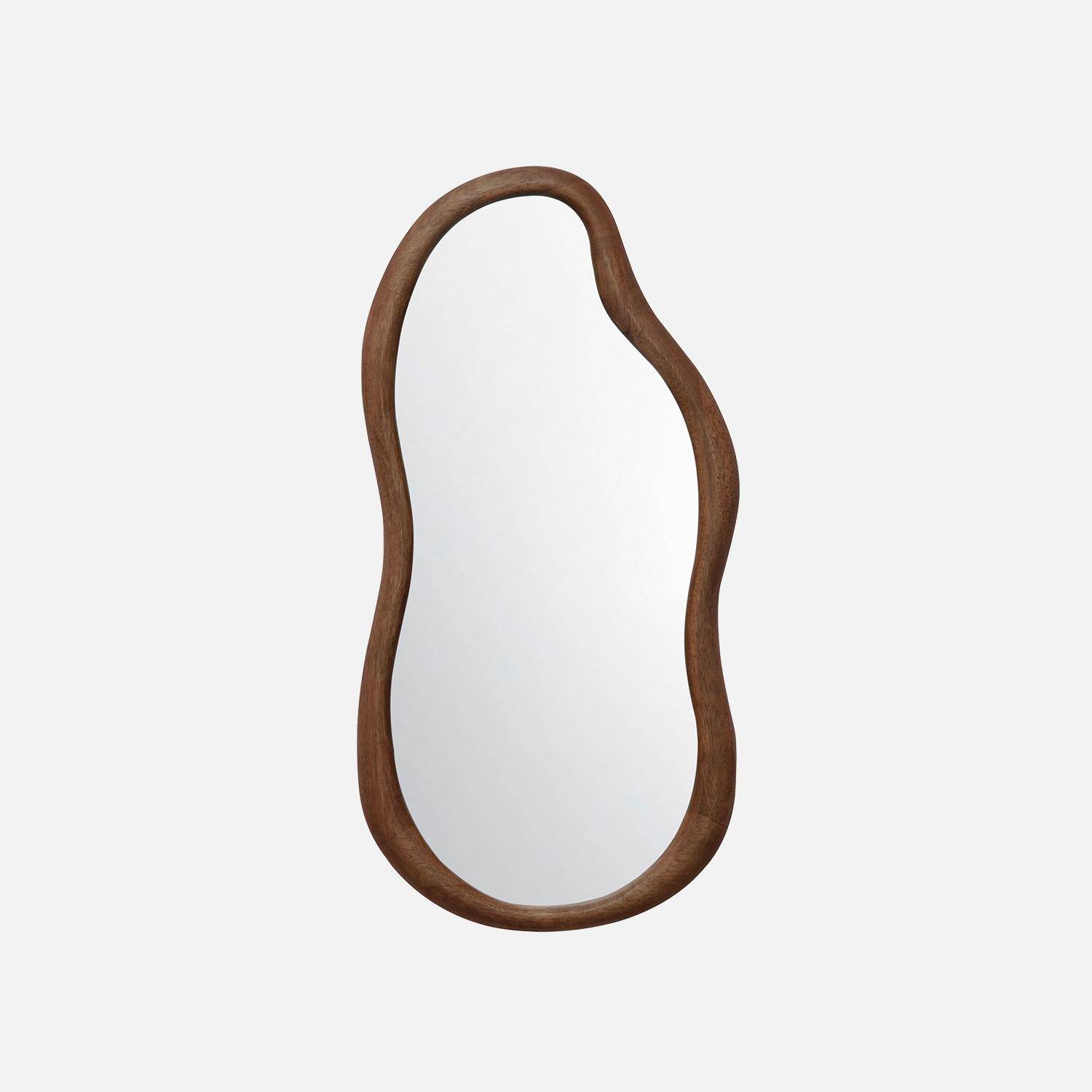 Miroir organique AUSTIN en bois d'hévéa, couleur noyer, 70 cm,sweeek,Photo2