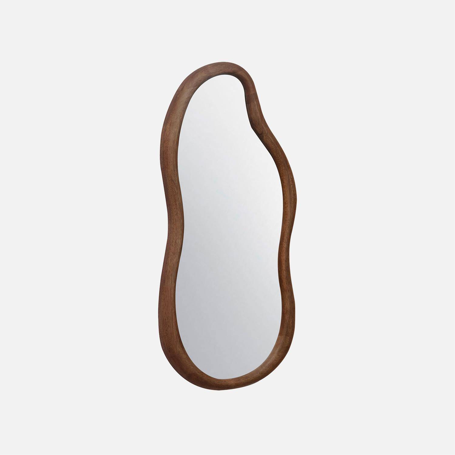 Miroir organique AUSTIN en bois d'hévéa, couleur noyer, 70 cm Photo1