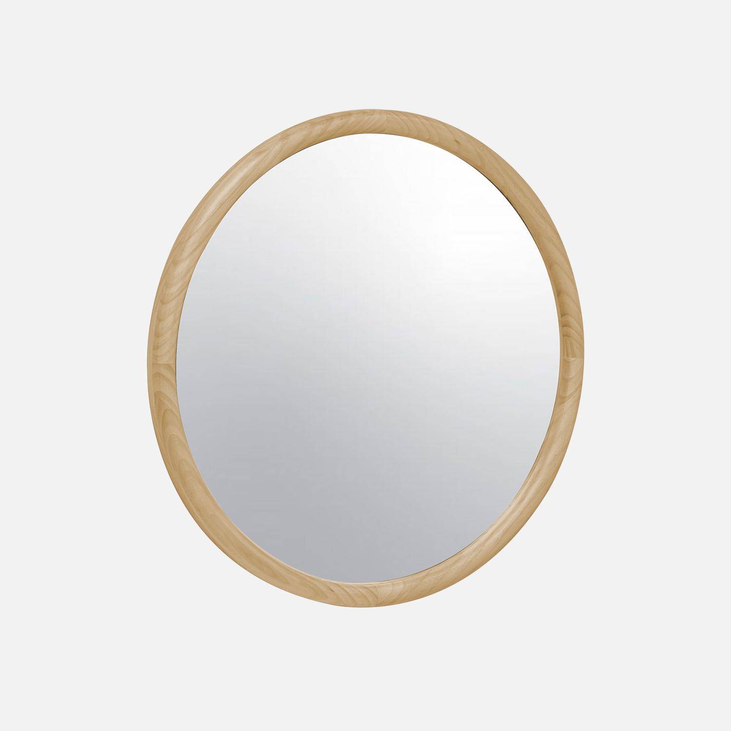 Miroir rond en bois de pin Ø60cm GEORGIA naturel Photo1